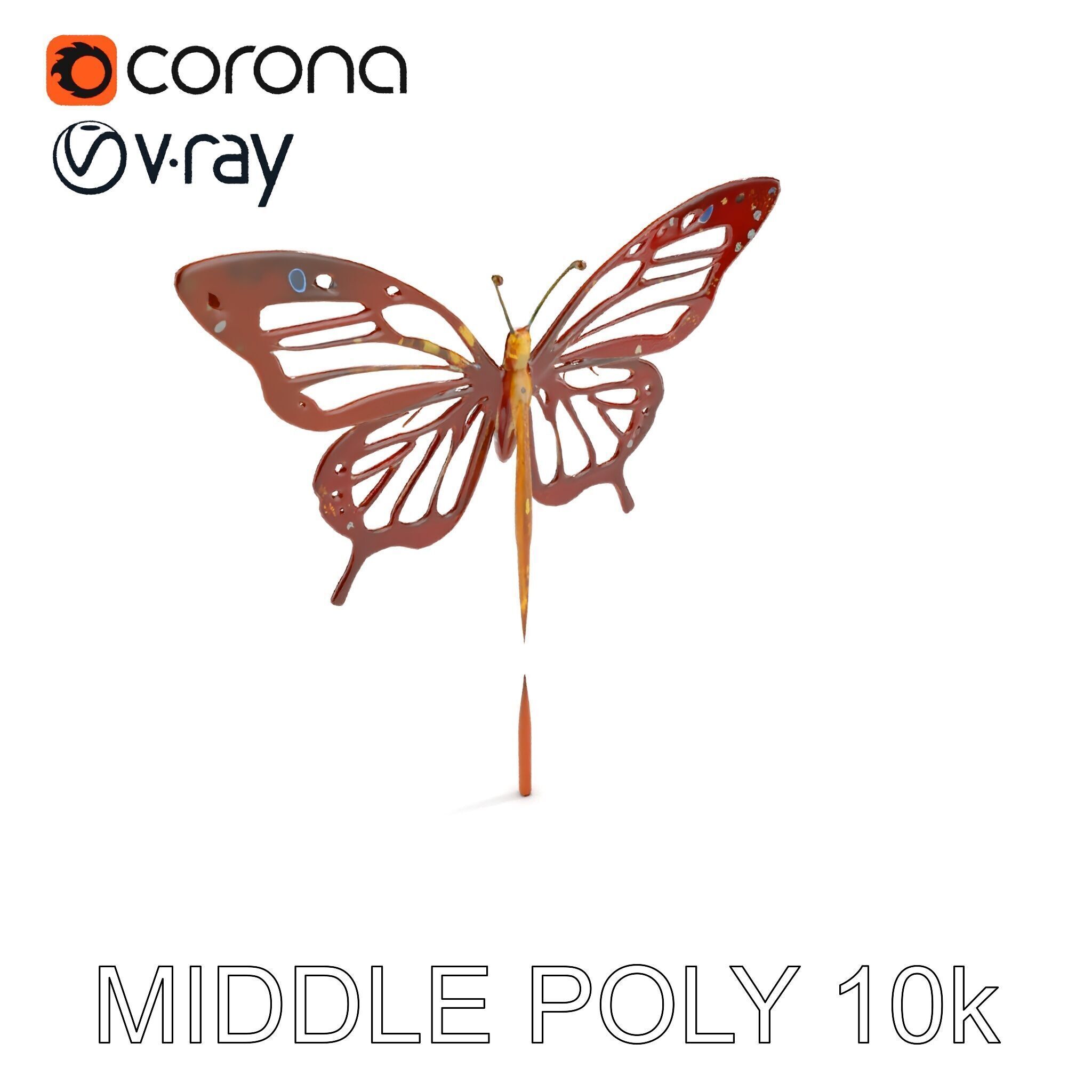 Butterfly Sculpture Model Pack Low-poly 3D model_16