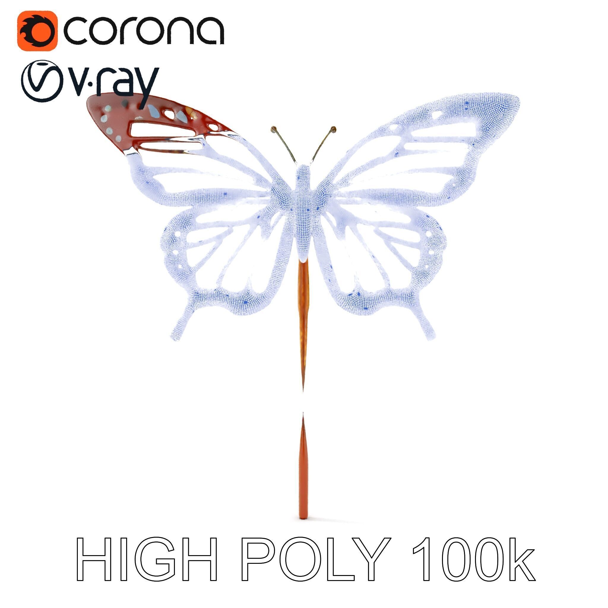 Butterfly Sculpture Model Pack Low-poly 3D model_32