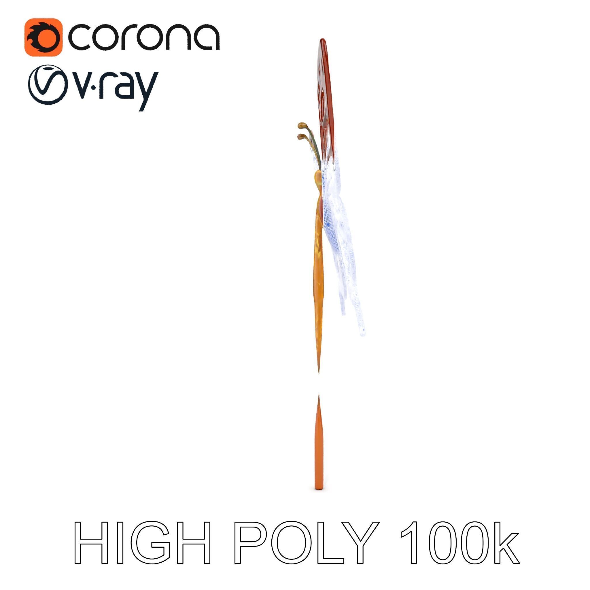 Butterfly Sculpture Model Pack Low-poly 3D model_35