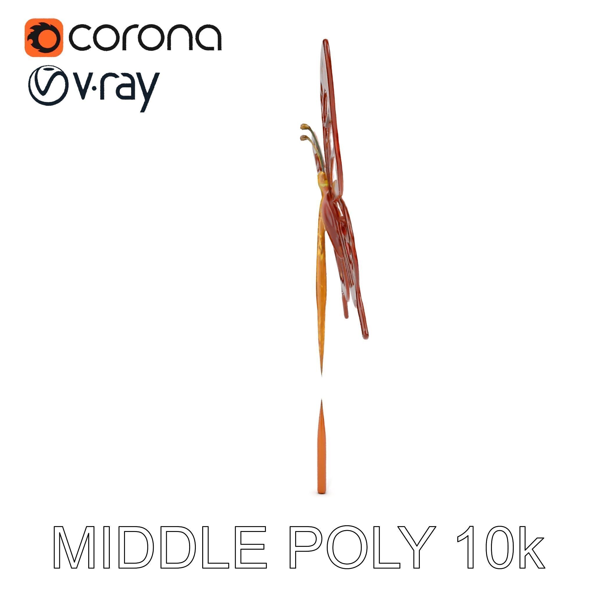 Butterfly Sculpture Model Pack Low-poly 3D model_6