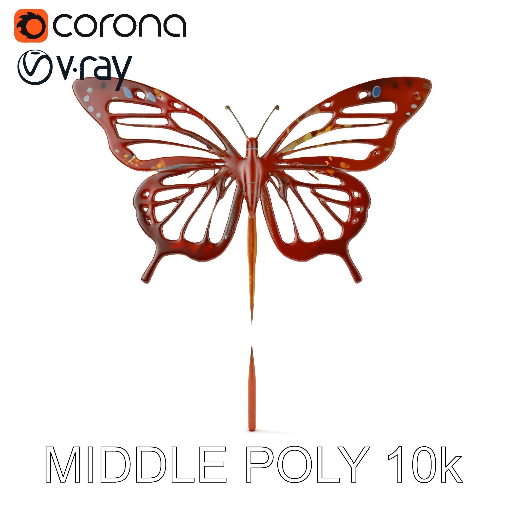 Butterfly Sculpture Model Pack Low-poly 3D model_10