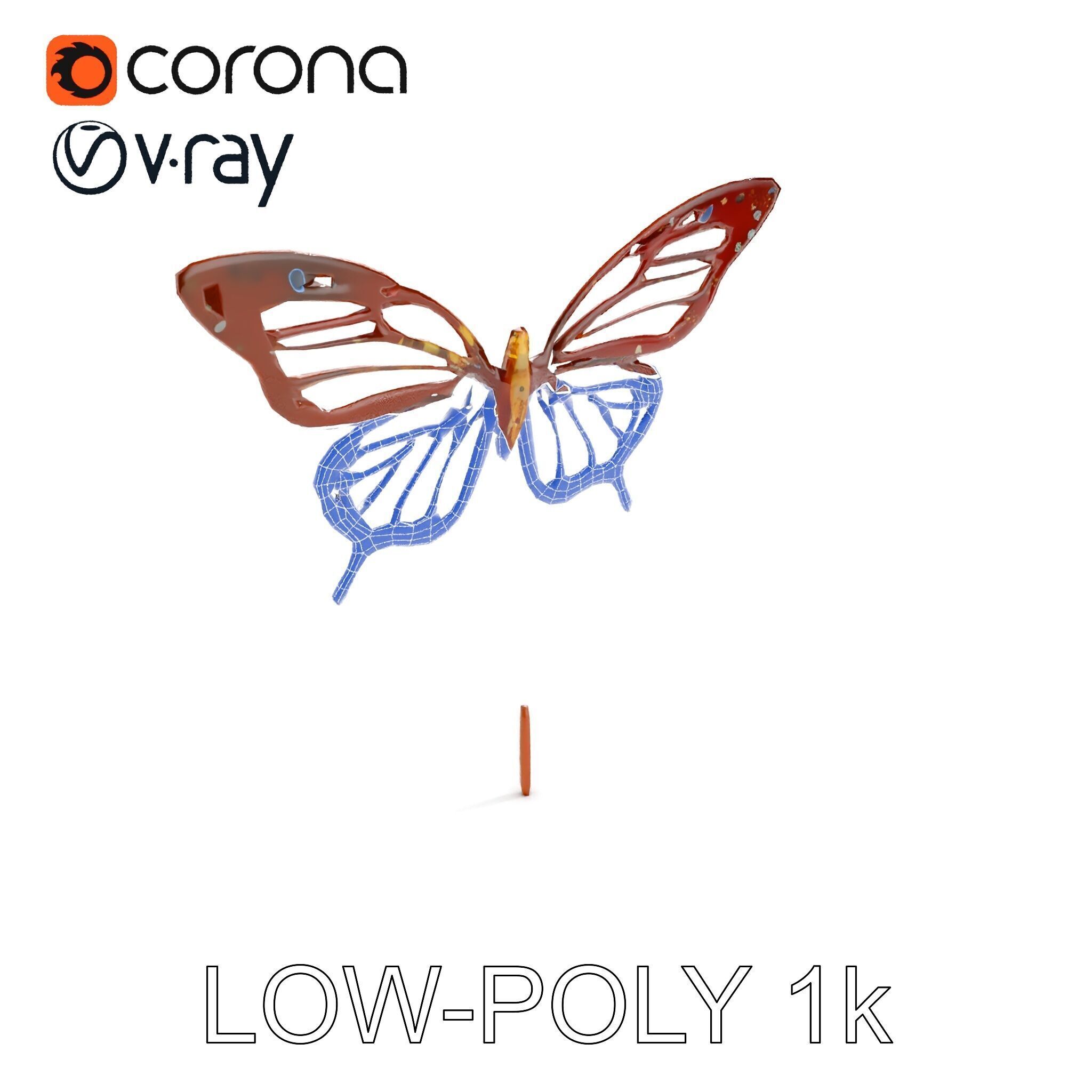 Butterfly Sculpture Model Pack Low-poly 3D model_25