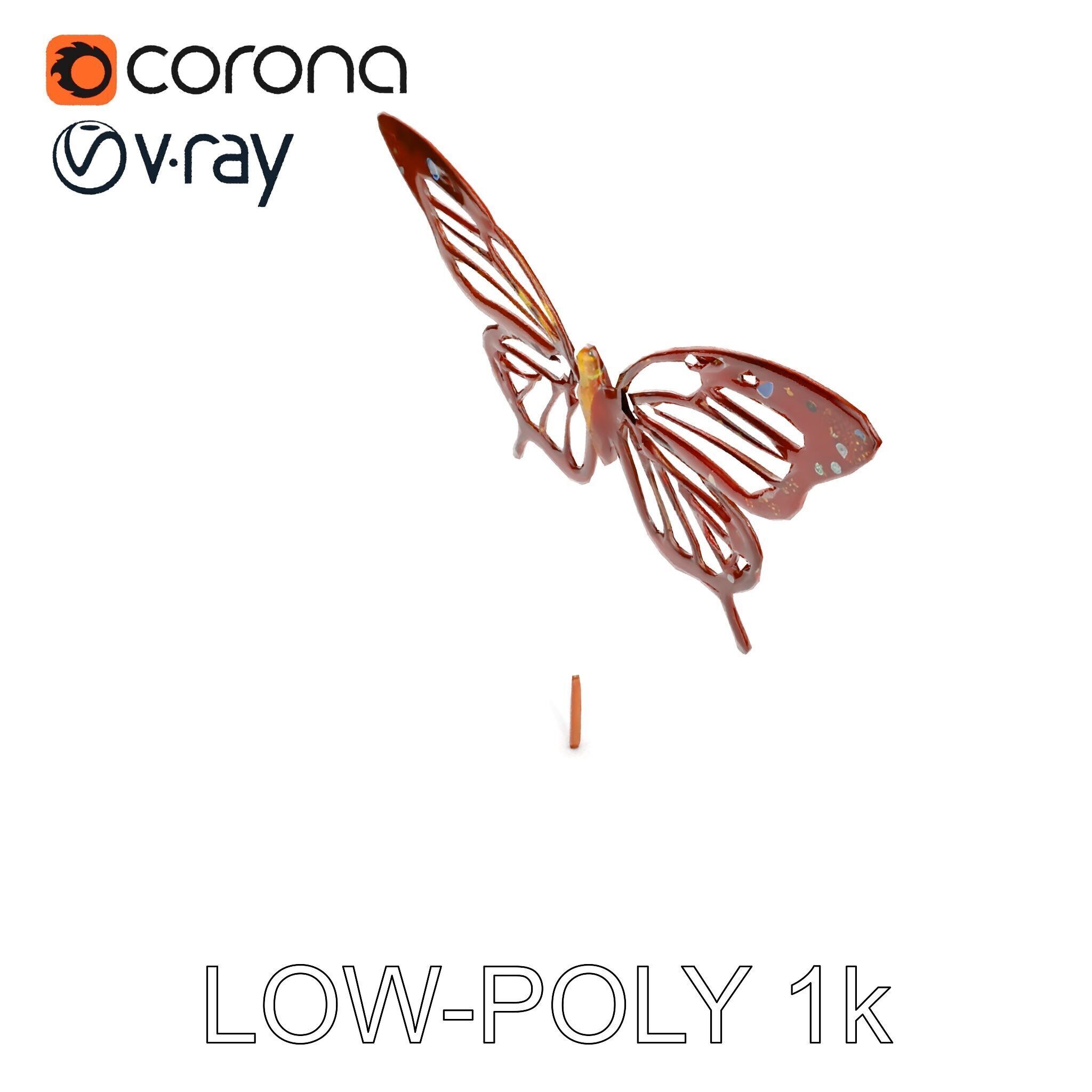 Butterfly Sculpture Model Pack Low-poly 3D model_19