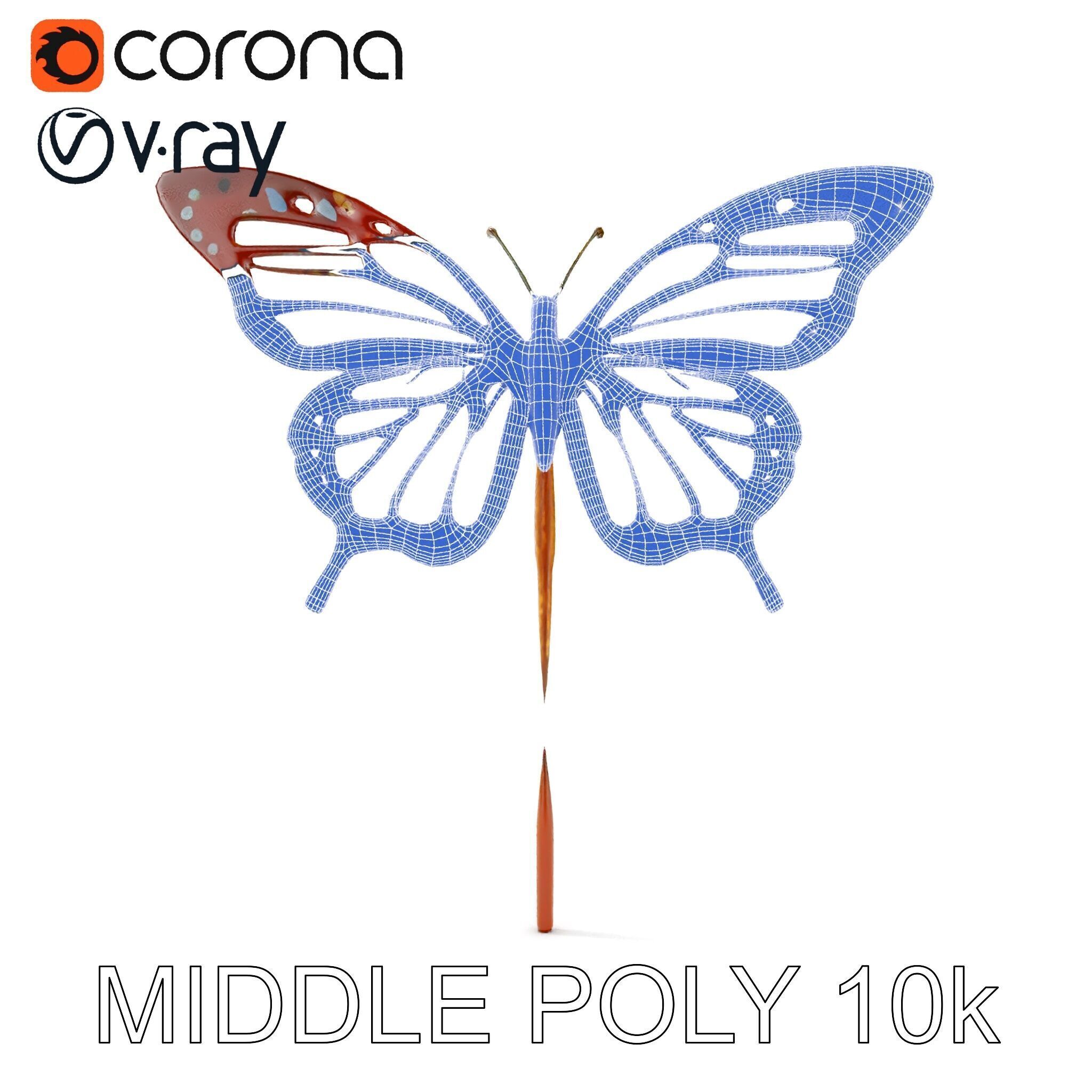 Butterfly Sculpture Model Pack Low-poly 3D model_30