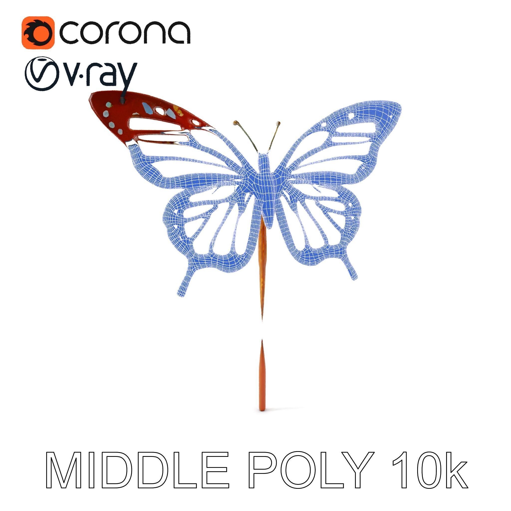 Butterfly Sculpture Model Pack Low-poly 3D model_24