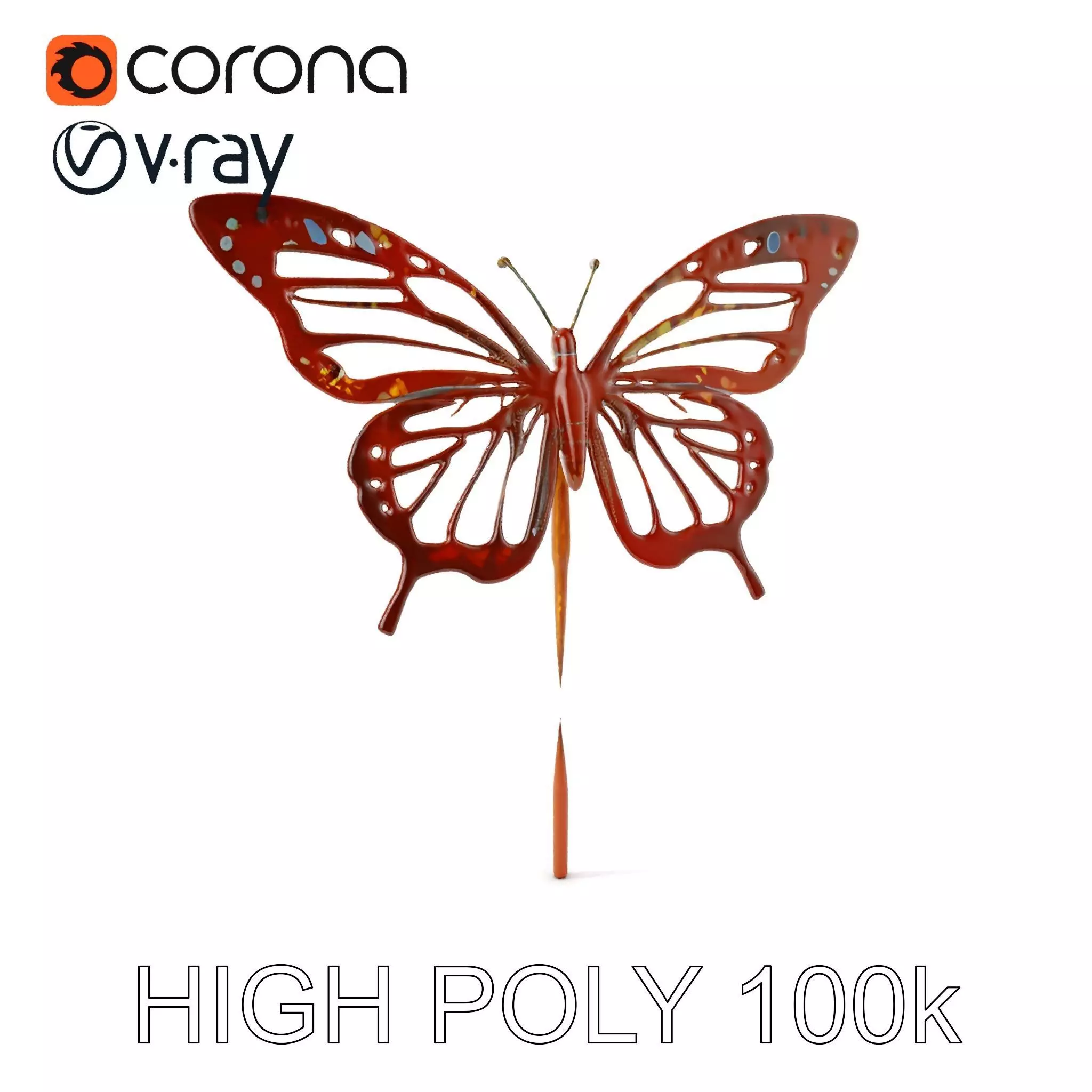 Butterfly Sculpture Model Pack Low-poly 3D model_0