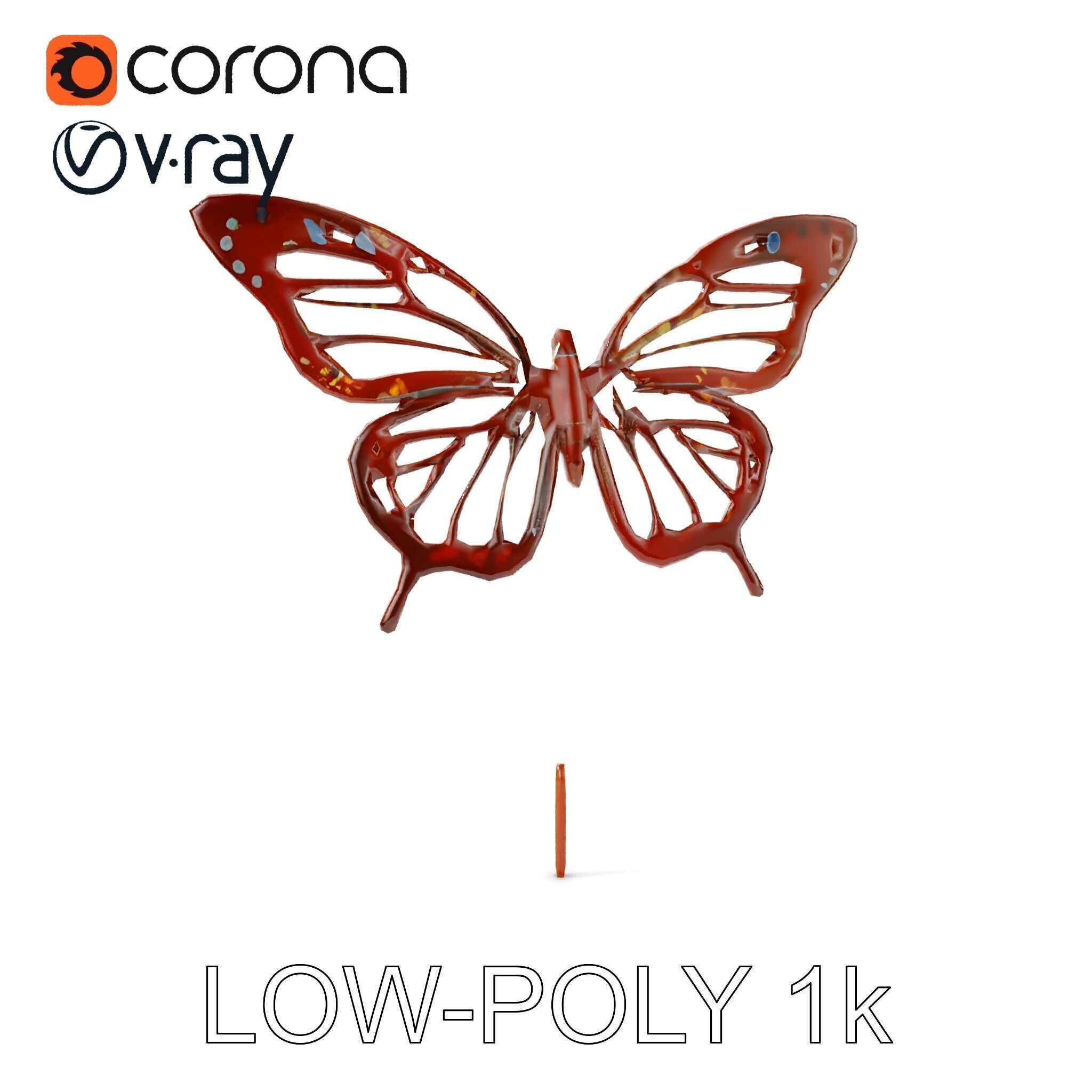 Butterfly Sculpture Model Pack Low-poly 3D model_7