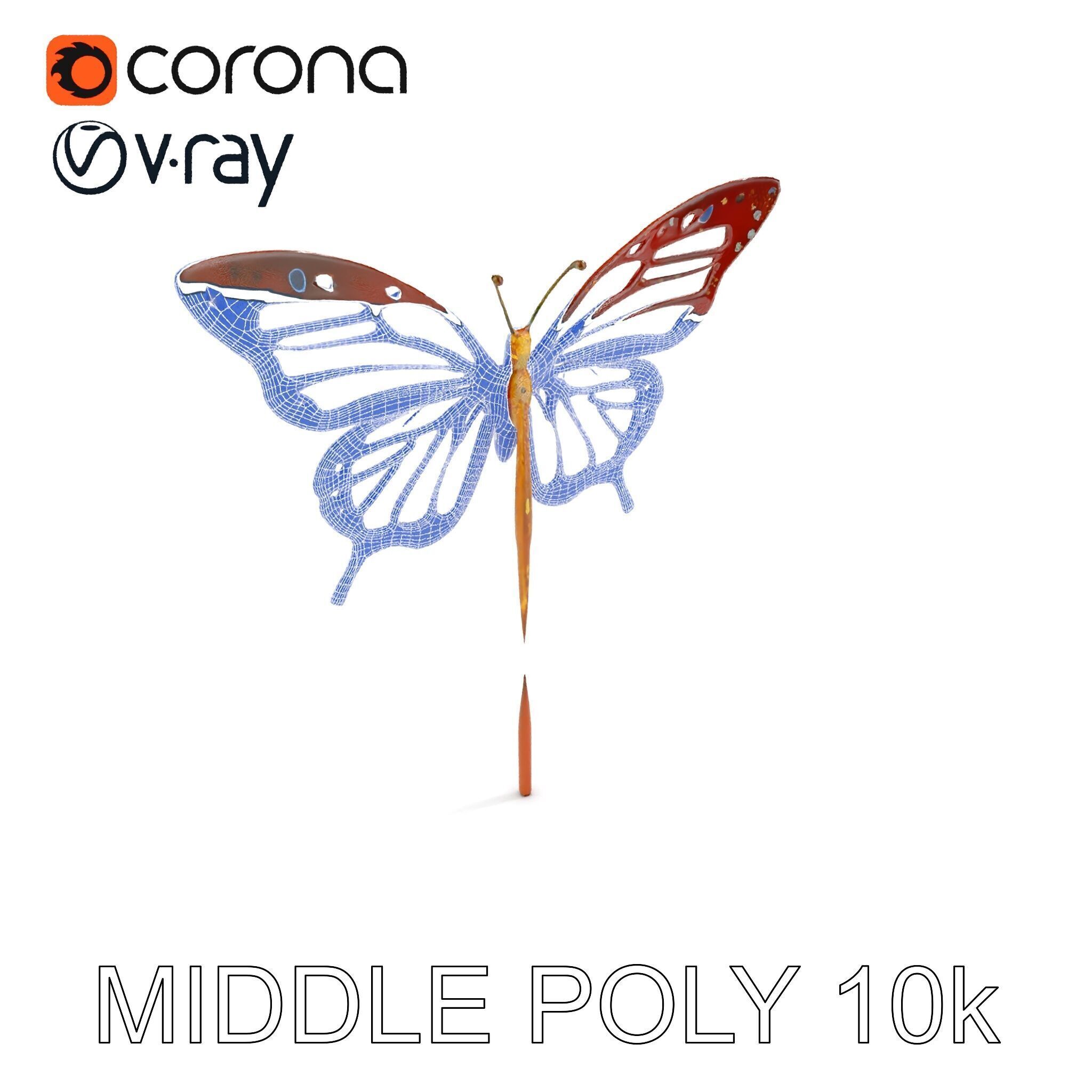 Butterfly Sculpture Model Pack Low-poly 3D model_18