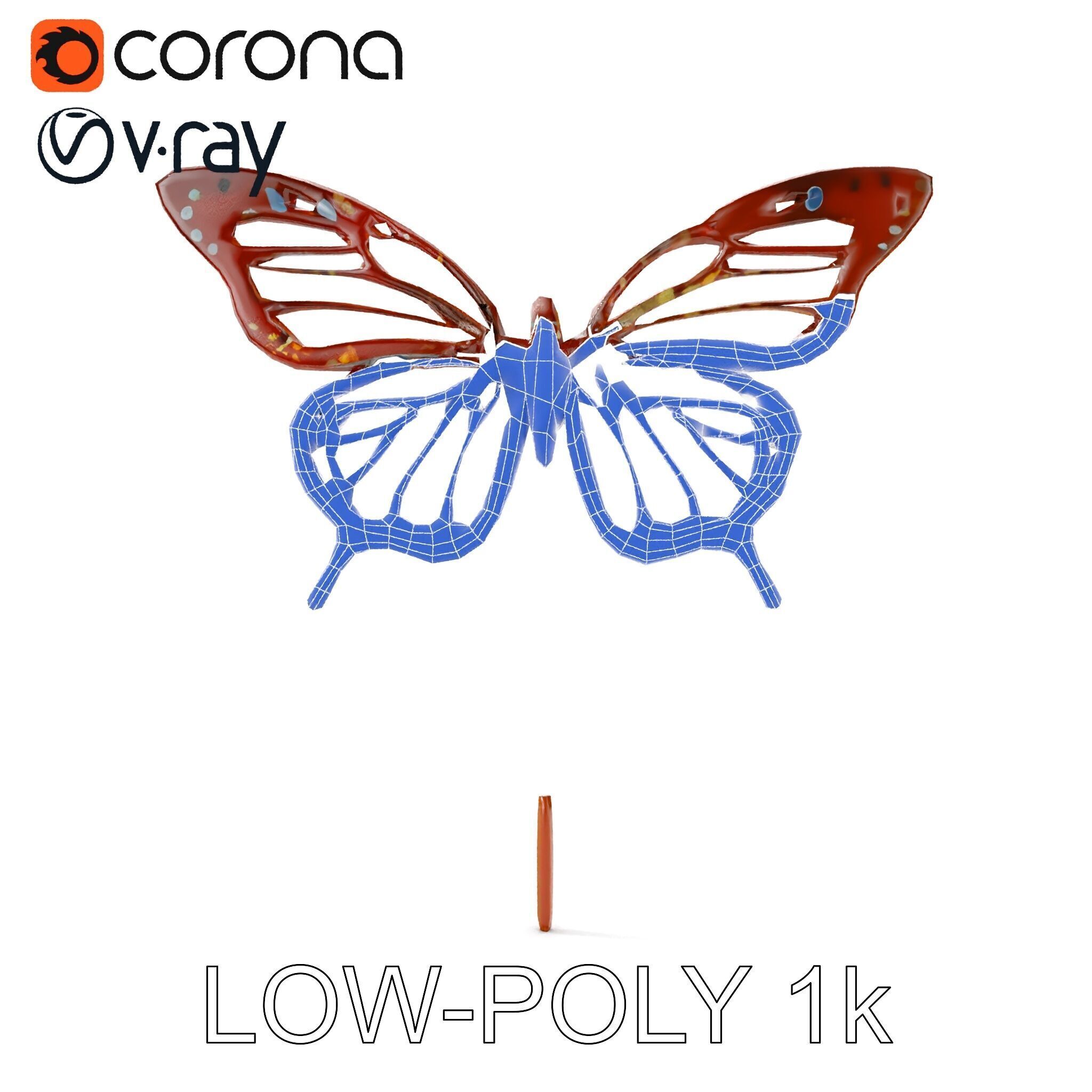 Butterfly Sculpture Model Pack Low-poly 3D model_28