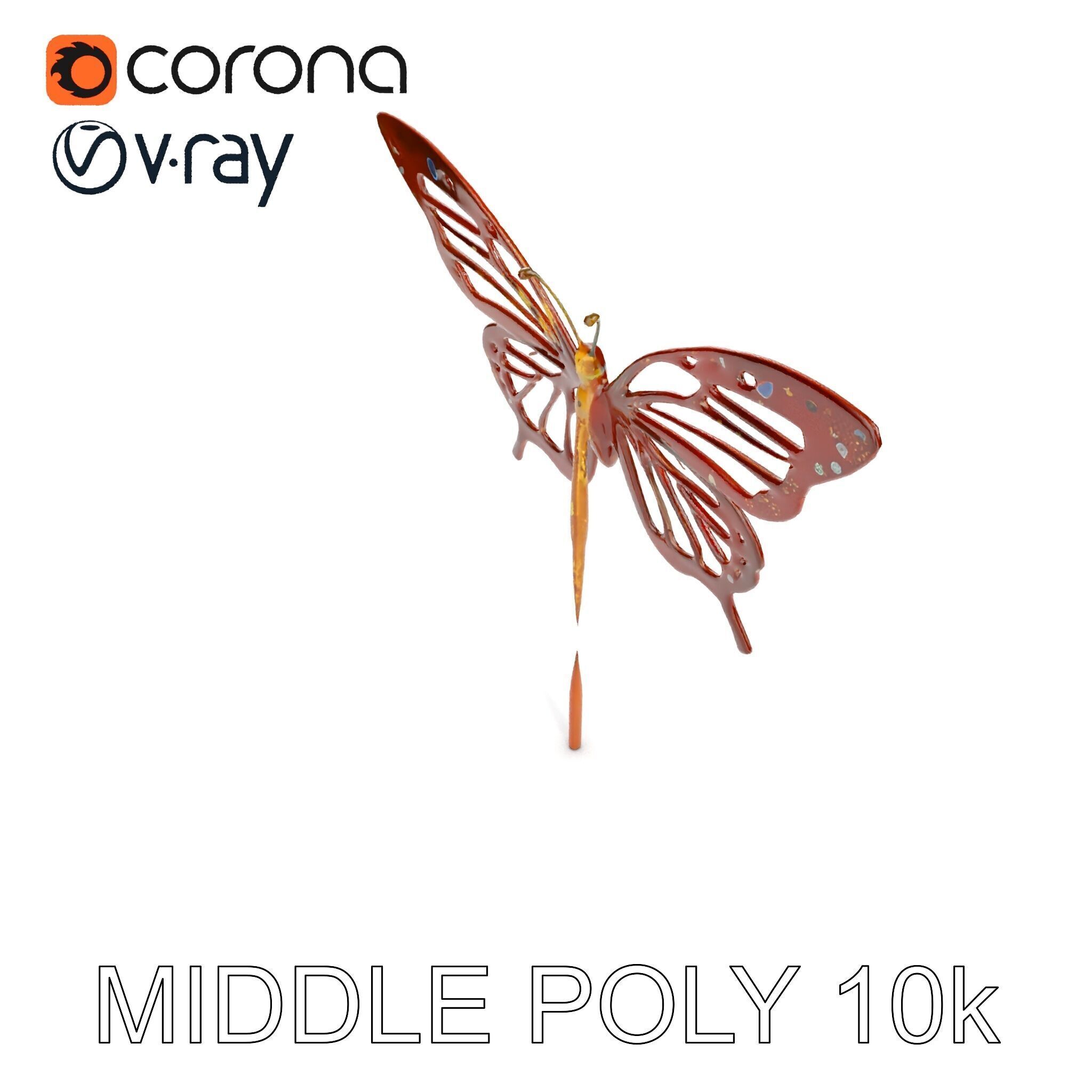 Butterfly Sculpture Model Pack Low-poly 3D model_13