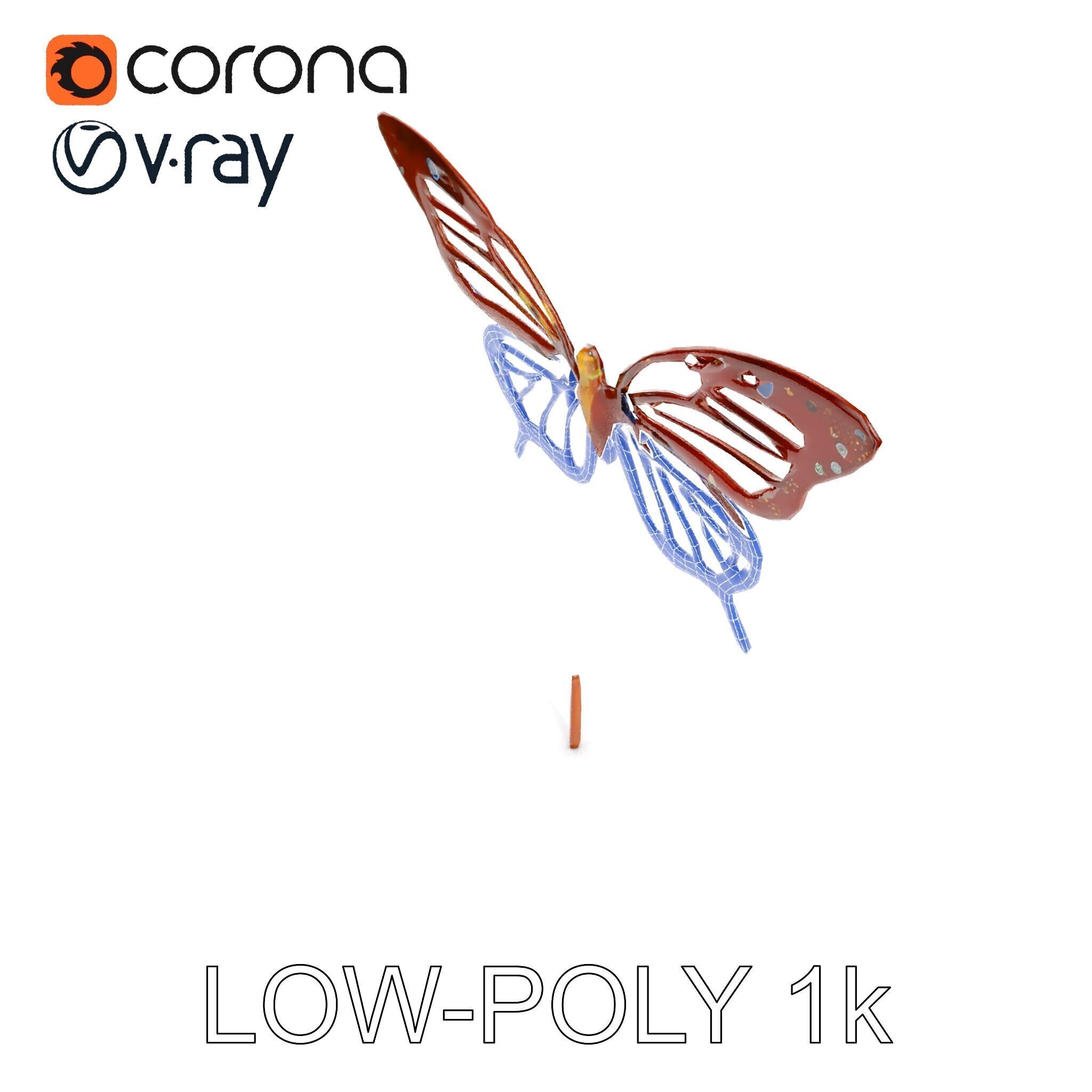 Butterfly Sculpture Model Pack Low-poly 3D model_22