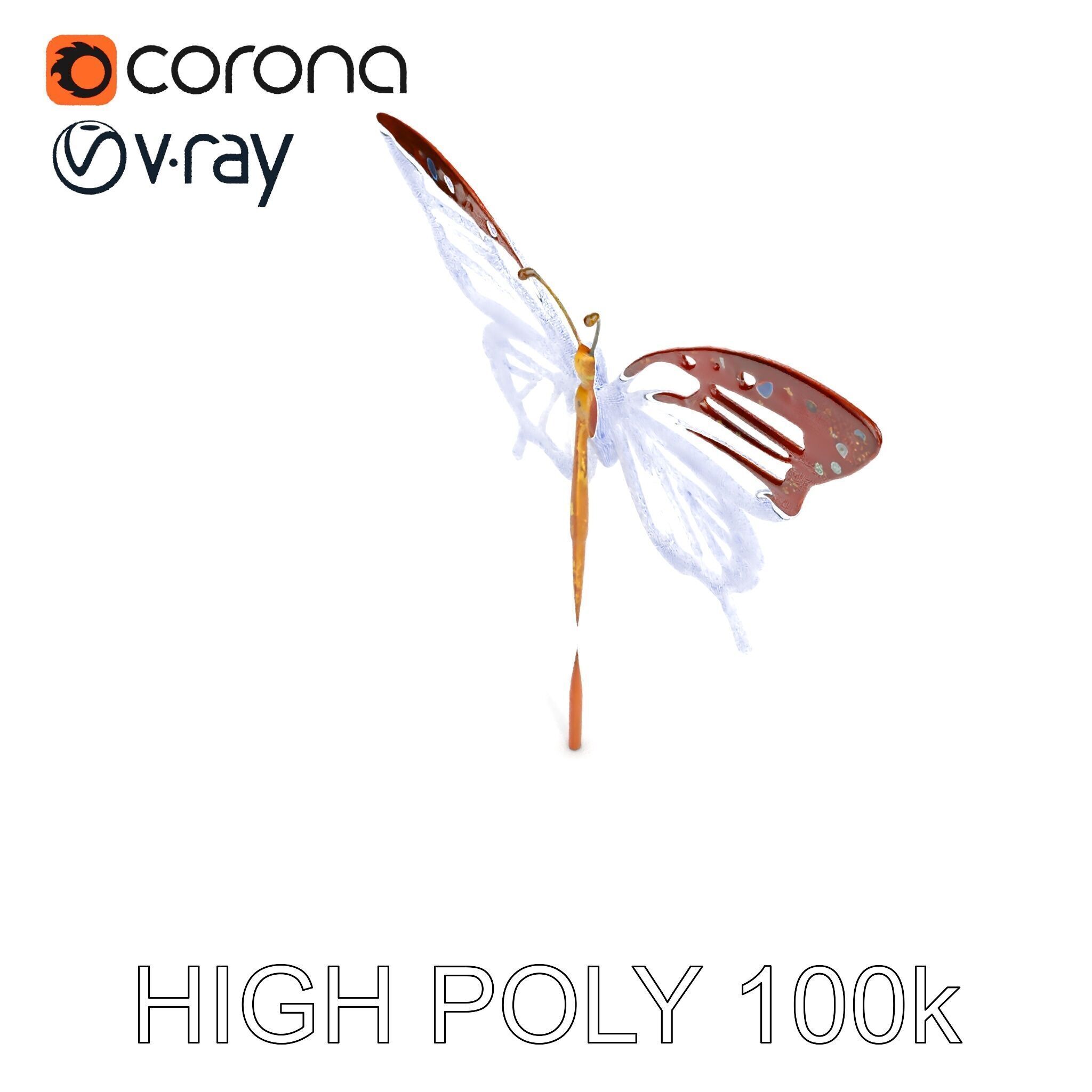 Butterfly Sculpture Model Pack Low-poly 3D model_15