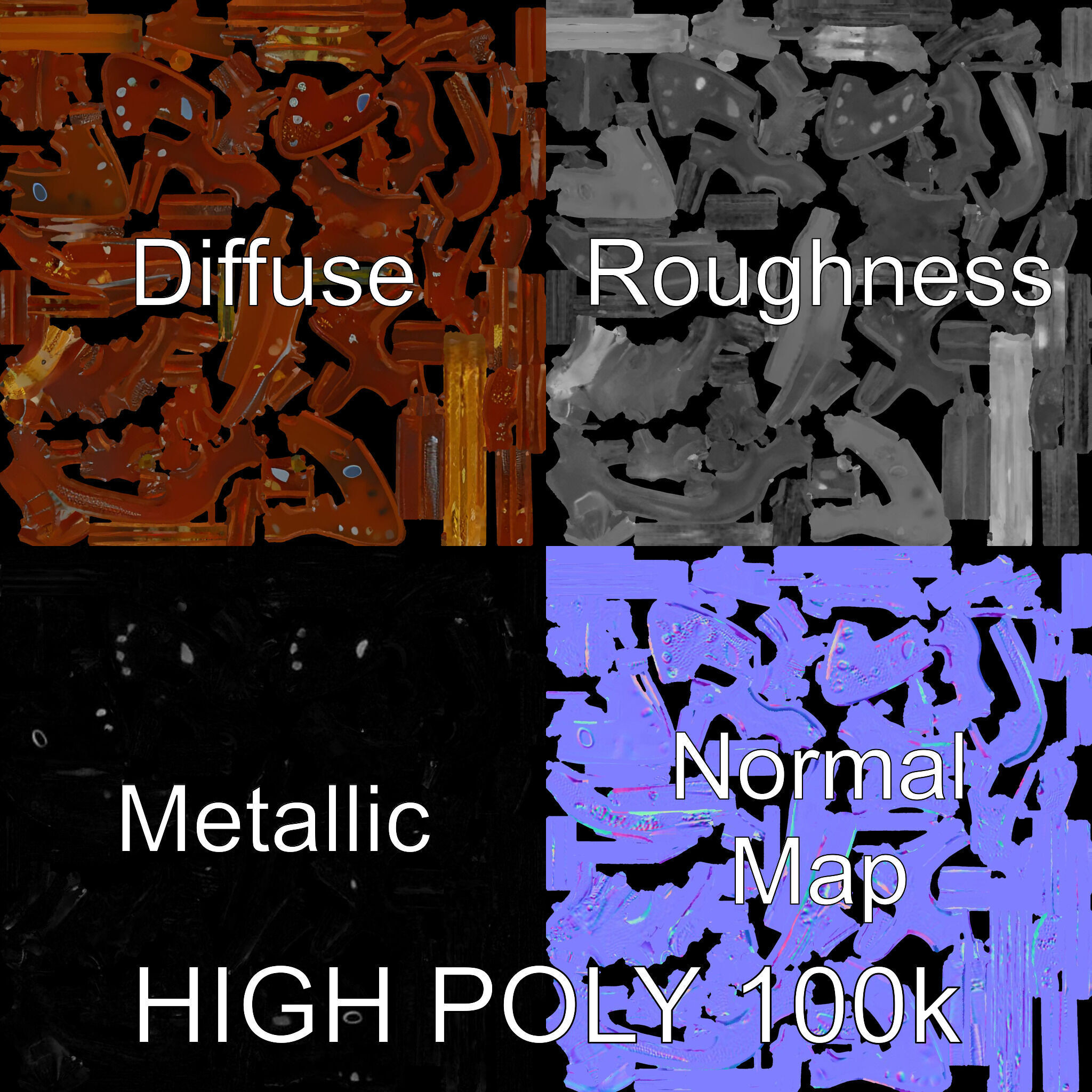 Butterfly Sculpture Model Pack Low-poly 3D model_3