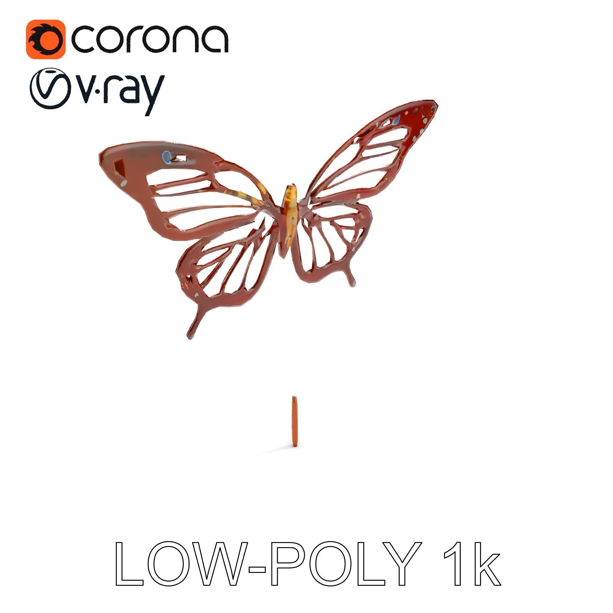 Butterfly Sculpture Model Pack Low-poly 3D model_14