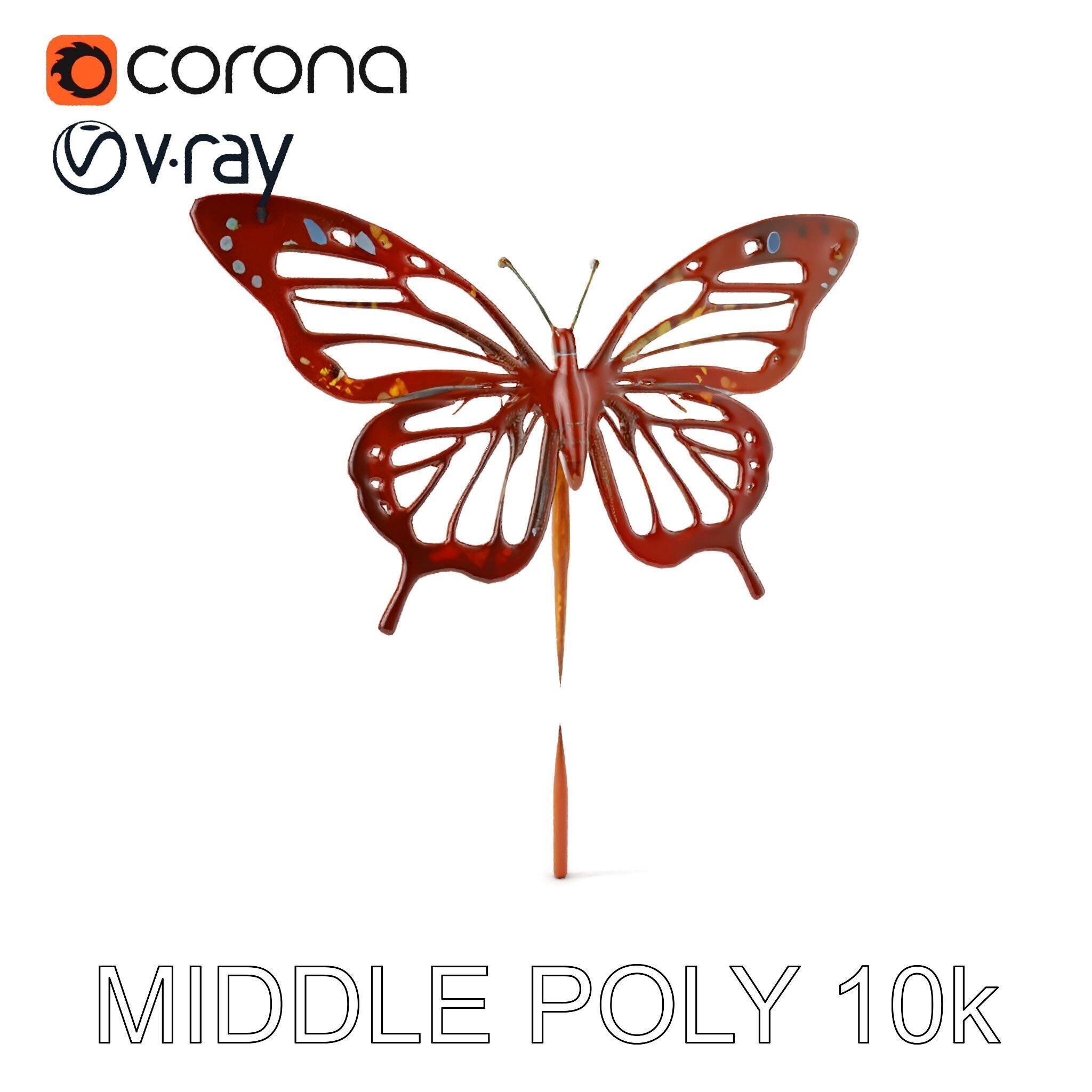 Butterfly Sculpture Model Pack Low-poly 3D model_8
