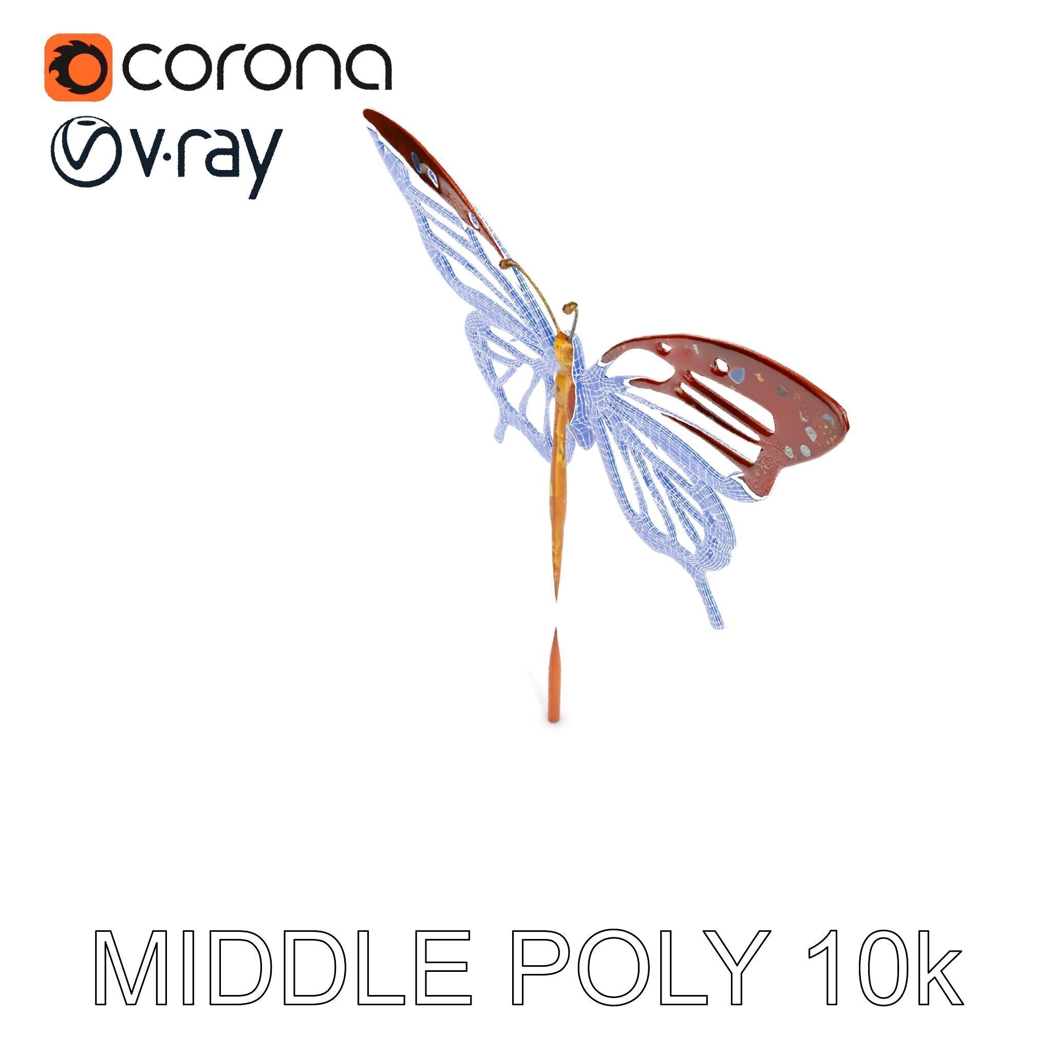 Butterfly Sculpture Model Pack Low-poly 3D model_21