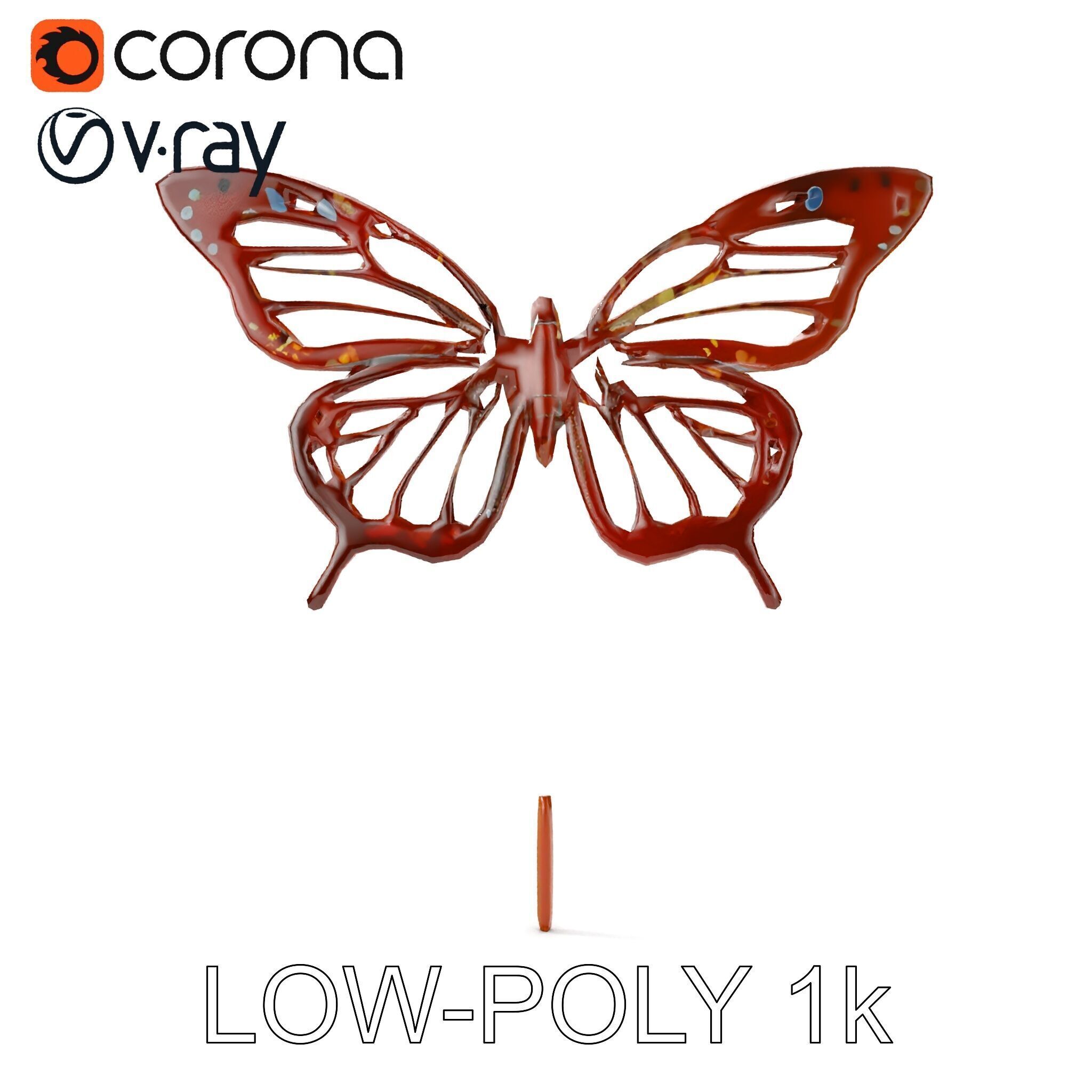 Butterfly Sculpture Model Pack Low-poly 3D model_9