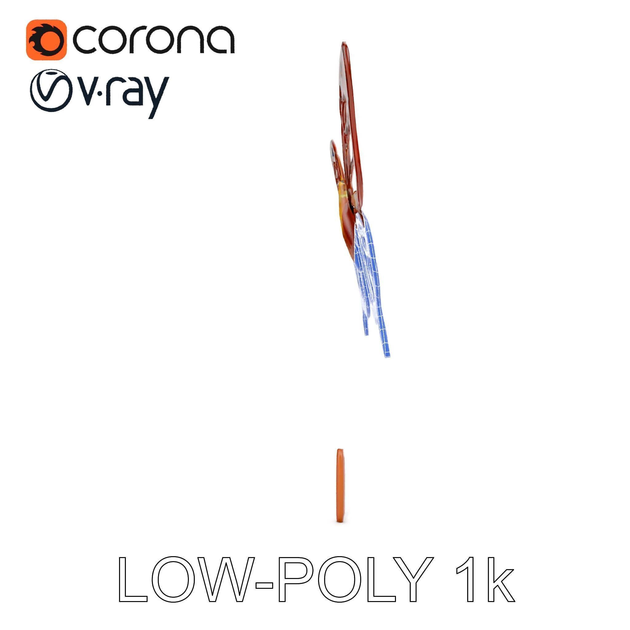 Butterfly Sculpture Model Pack Low-poly 3D model_31