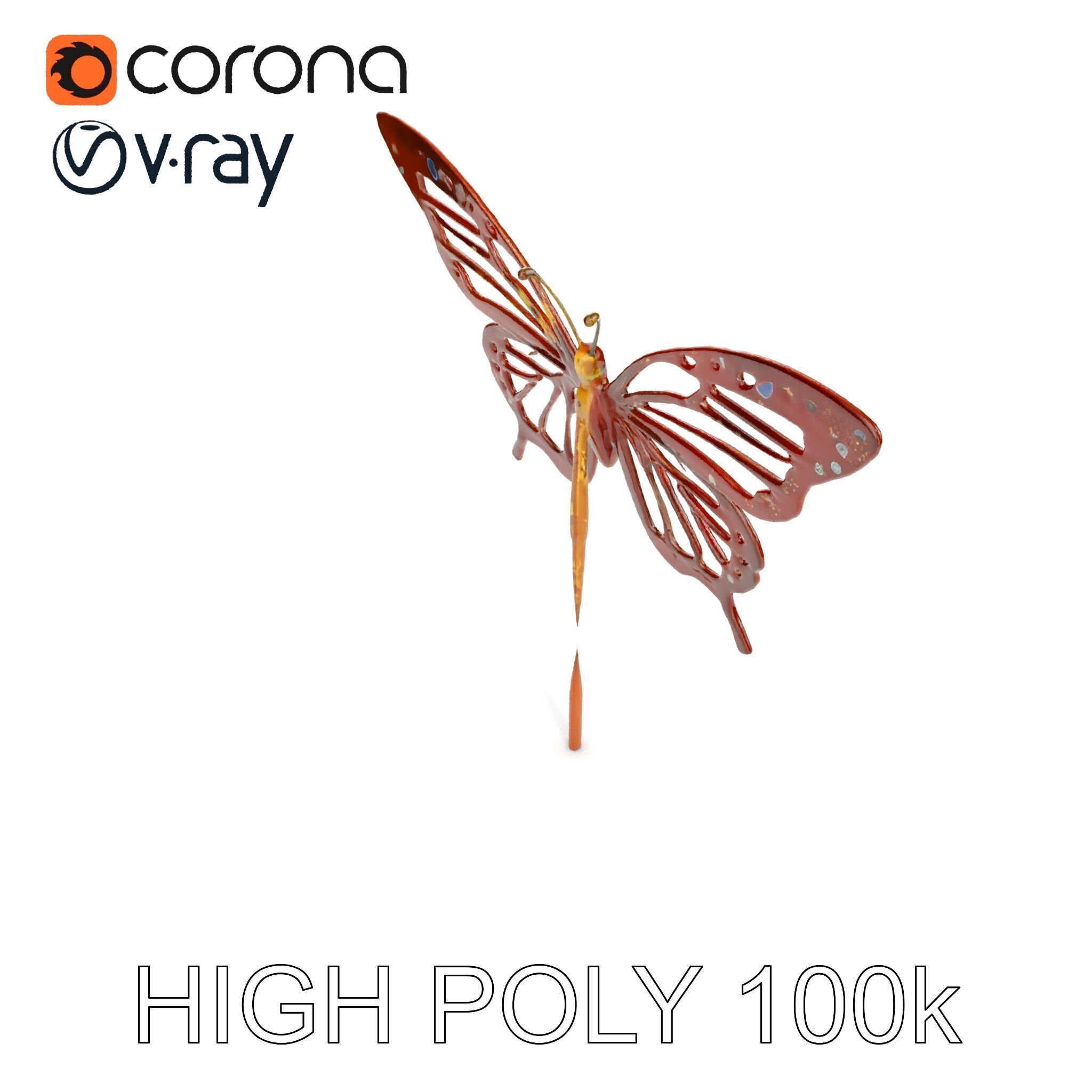 Butterfly Sculpture Model Pack Low-poly 3D model_23