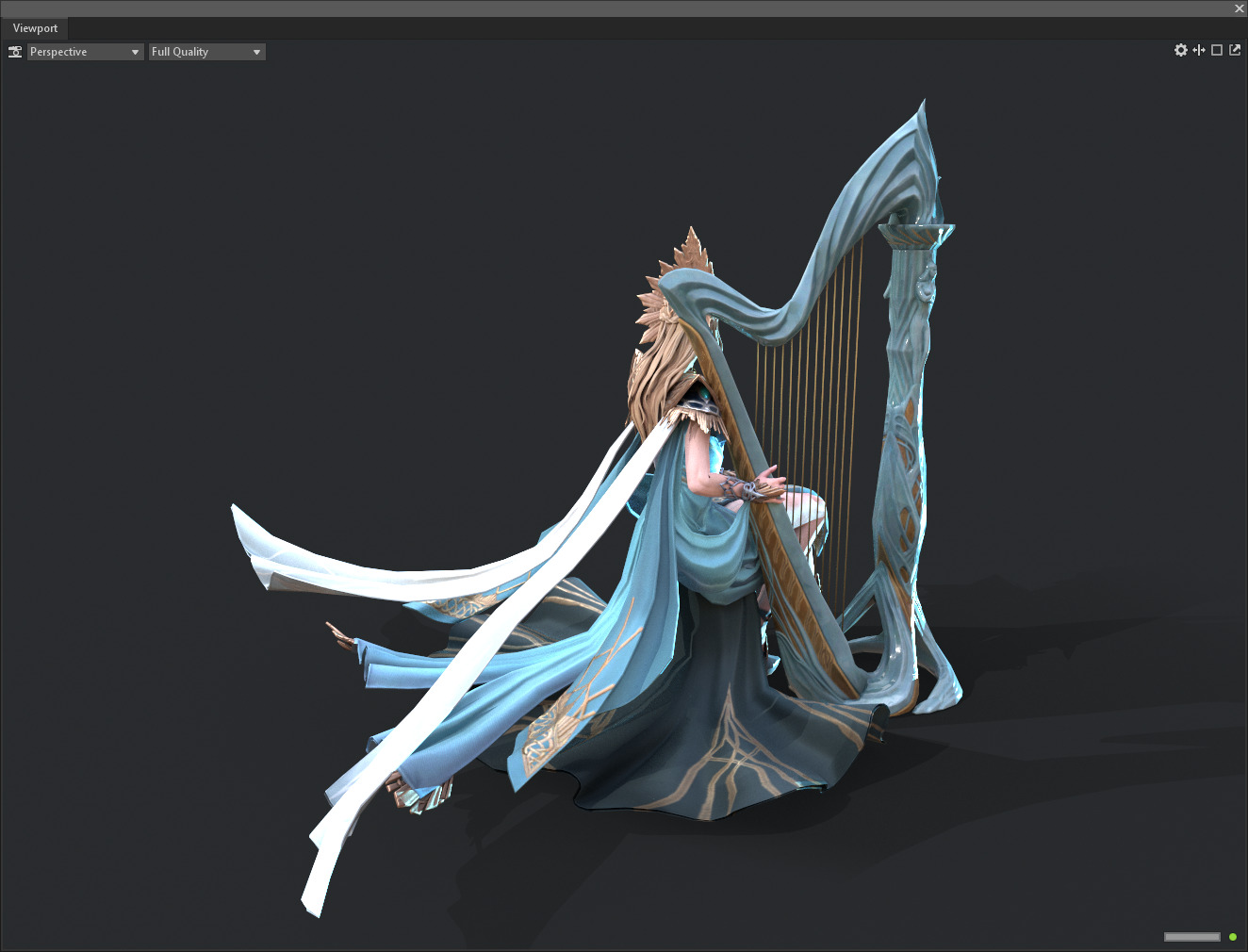 Princess elf harp Low-poly 3D model_3