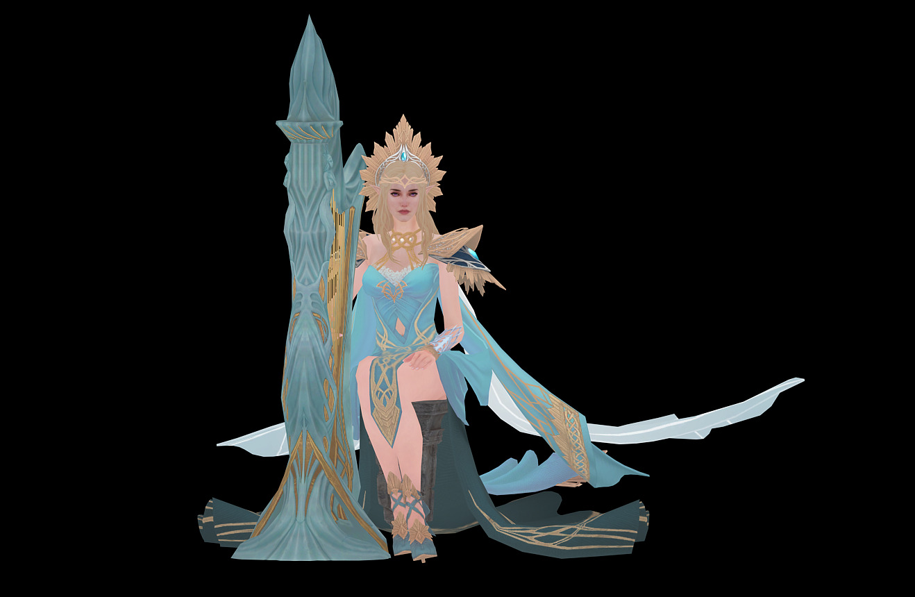 Princess elf harp Low-poly 3D model_19