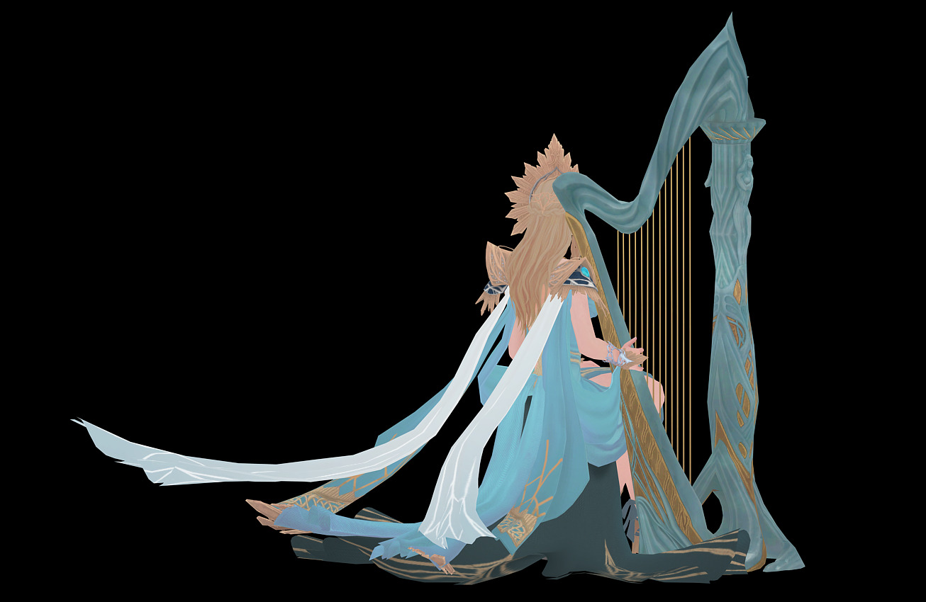 Princess elf harp Low-poly 3D model_17