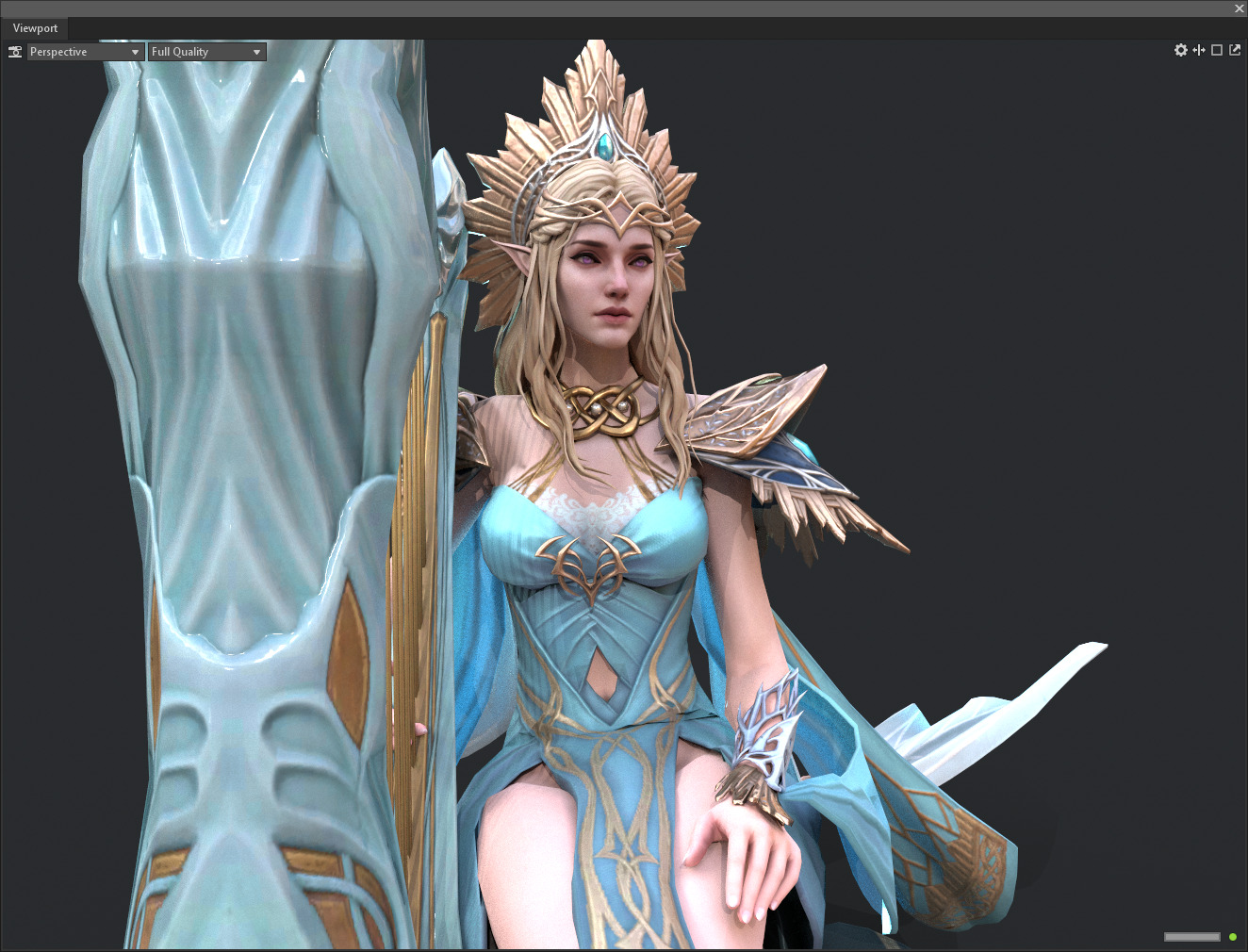 Princess elf harp Low-poly 3D model_14