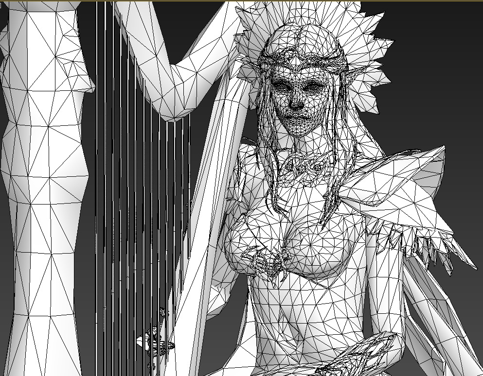 Princess elf harp Low-poly 3D model_11