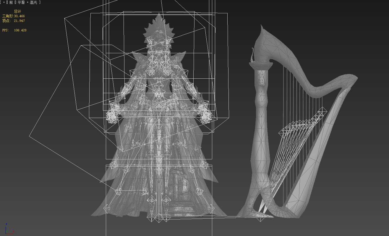 Princess elf harp Low-poly 3D model_15