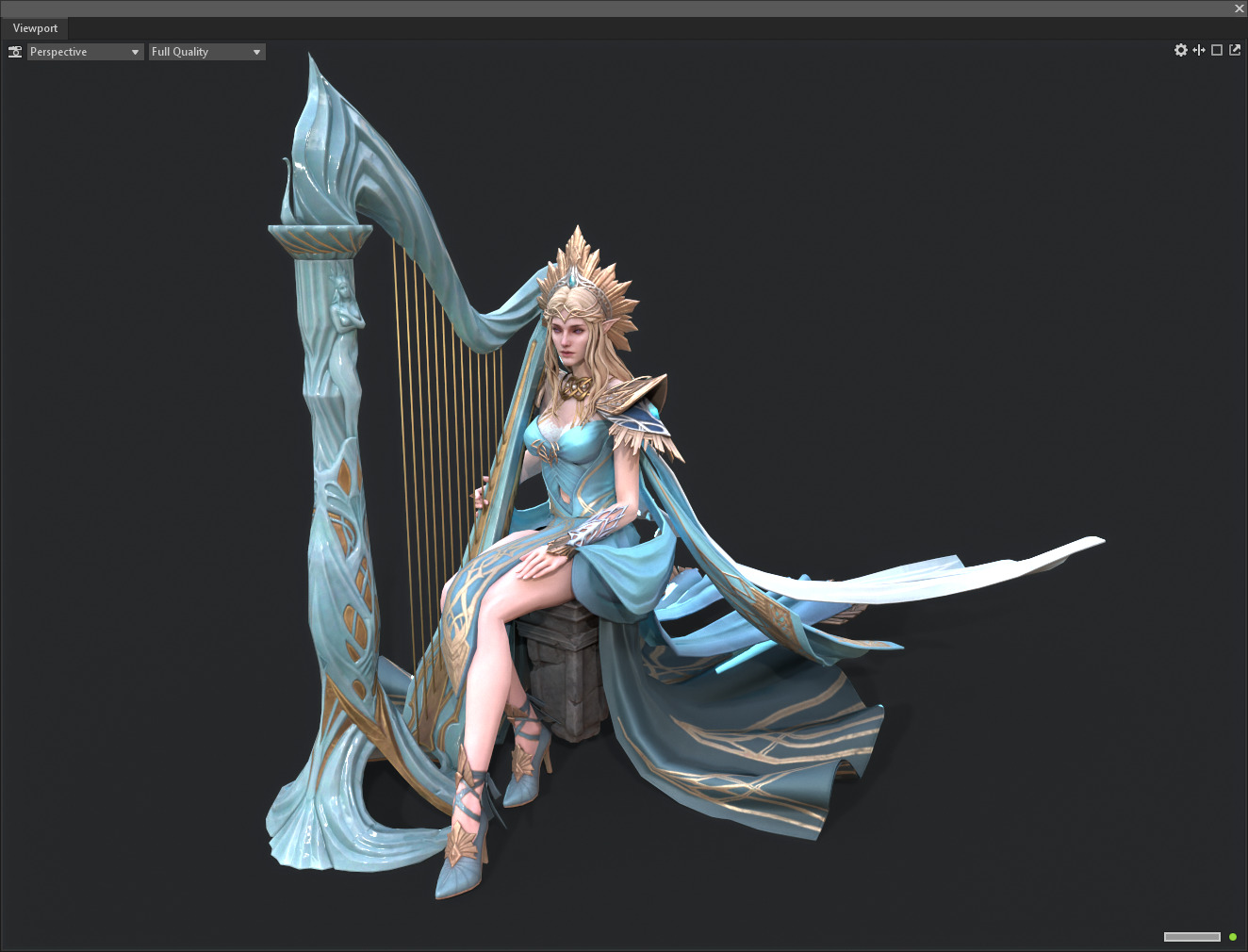 Princess elf harp Low-poly 3D model_18