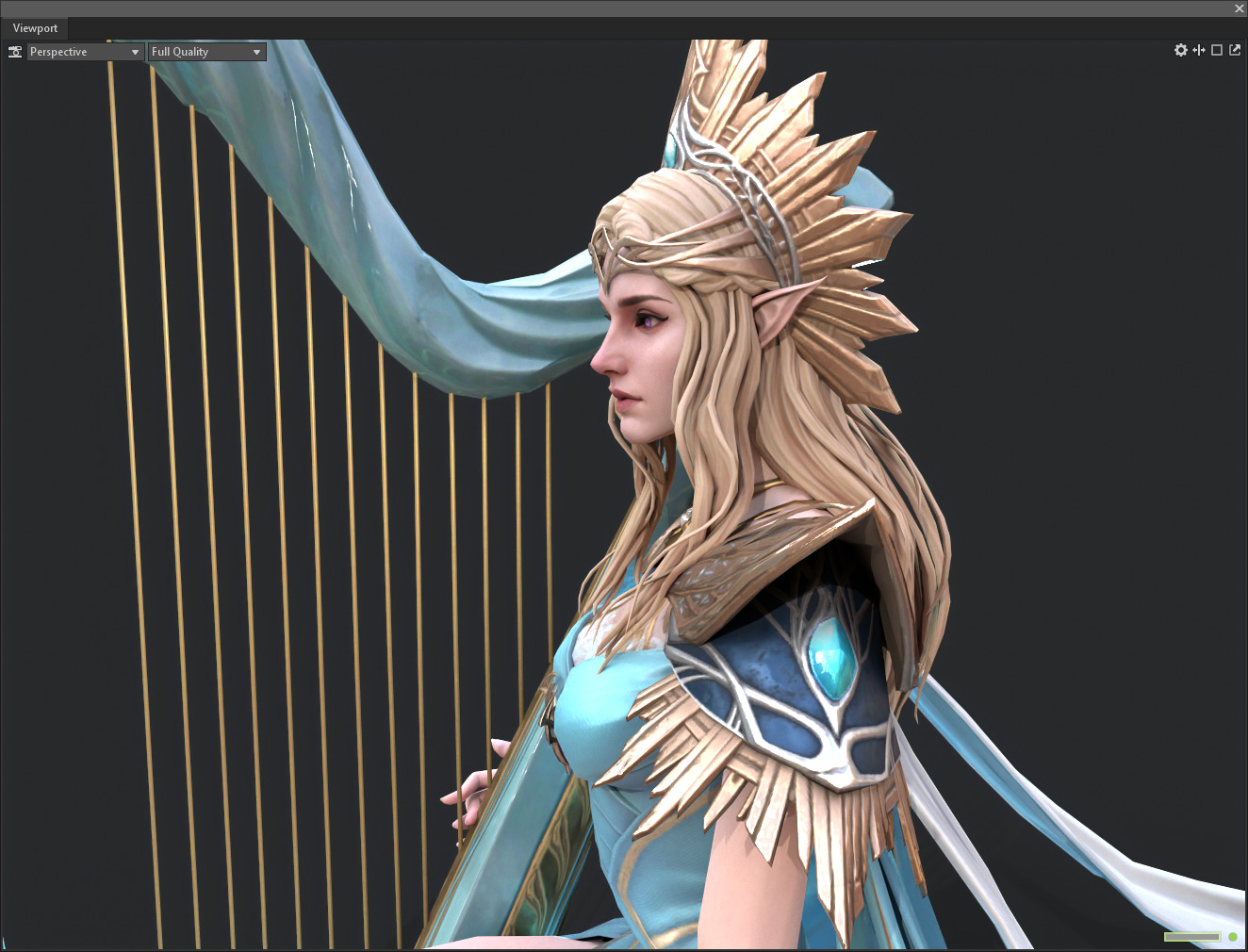 Princess elf harp Low-poly 3D model_22