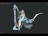 Princess elf harp Low-poly 3D model_1