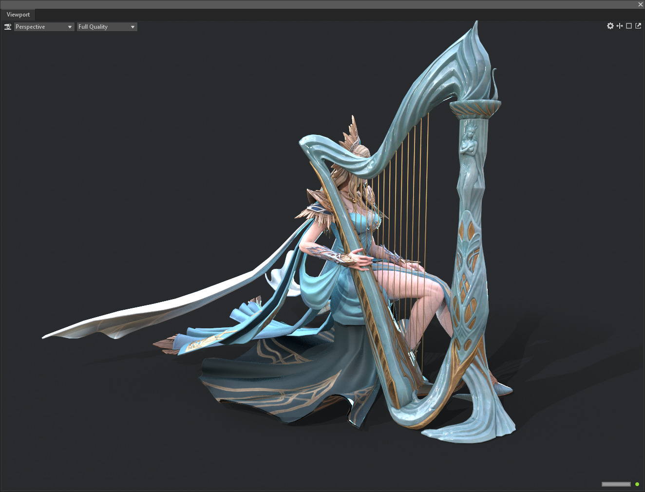 Princess elf harp Low-poly 3D model_20