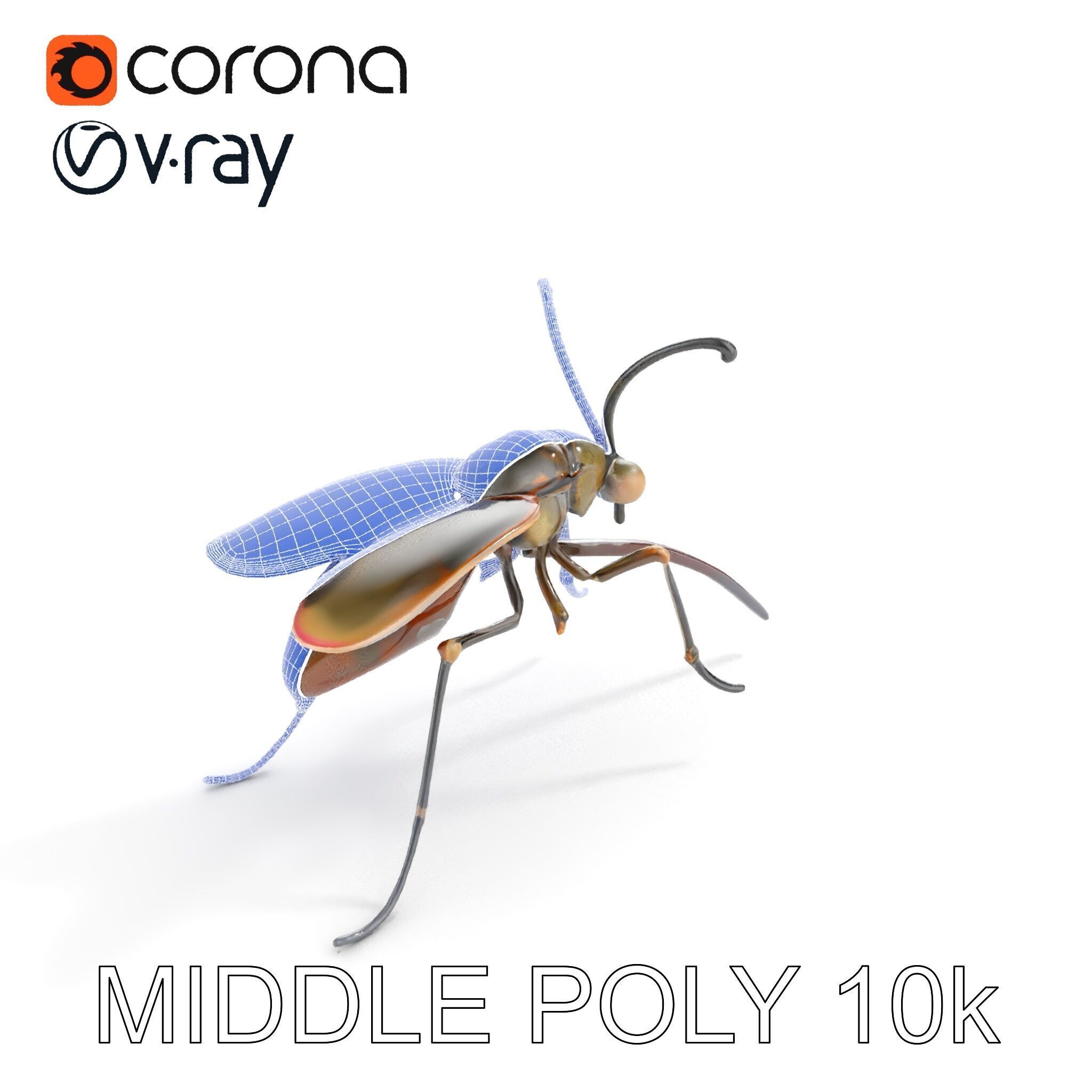 Mechanical Insect Model Pack with Textured Metallic Surface Low-poly 3D model_8