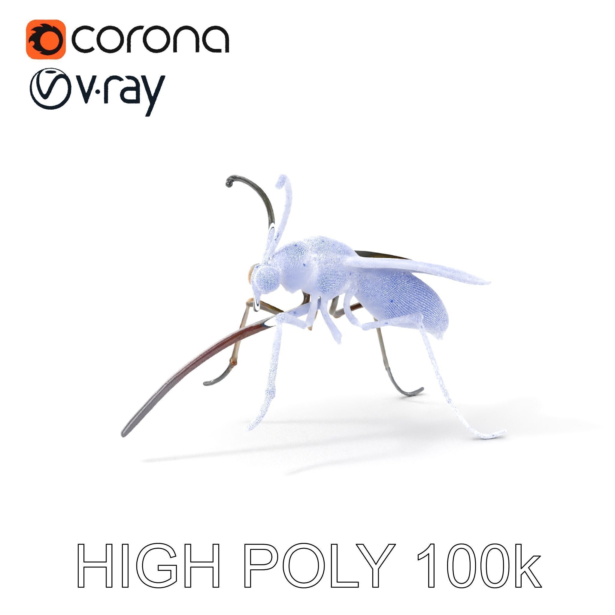 Mechanical Insect Model Pack with Textured Metallic Surface Low-poly 3D model_4