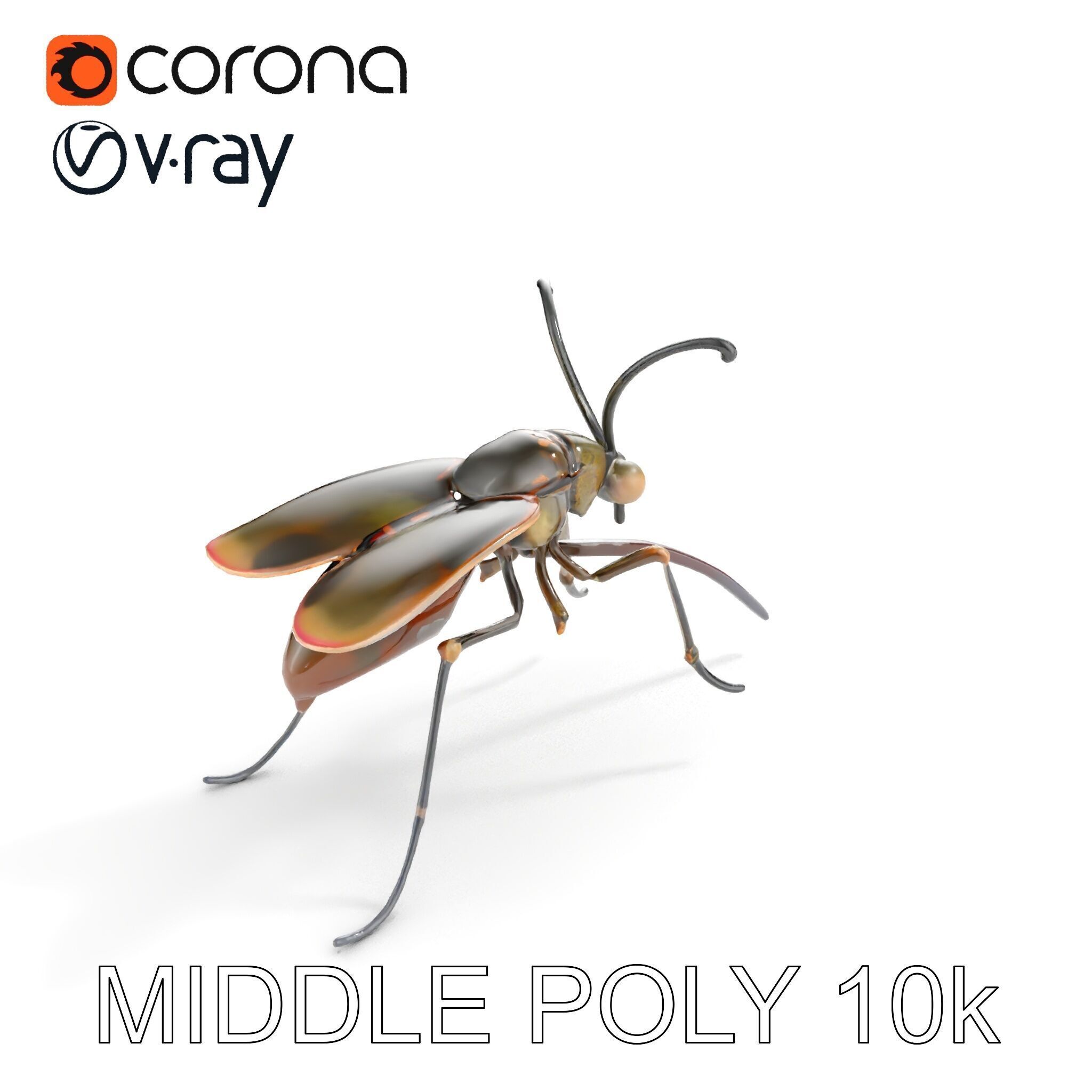 Mechanical Insect Model Pack with Textured Metallic Surface Low-poly 3D model_25