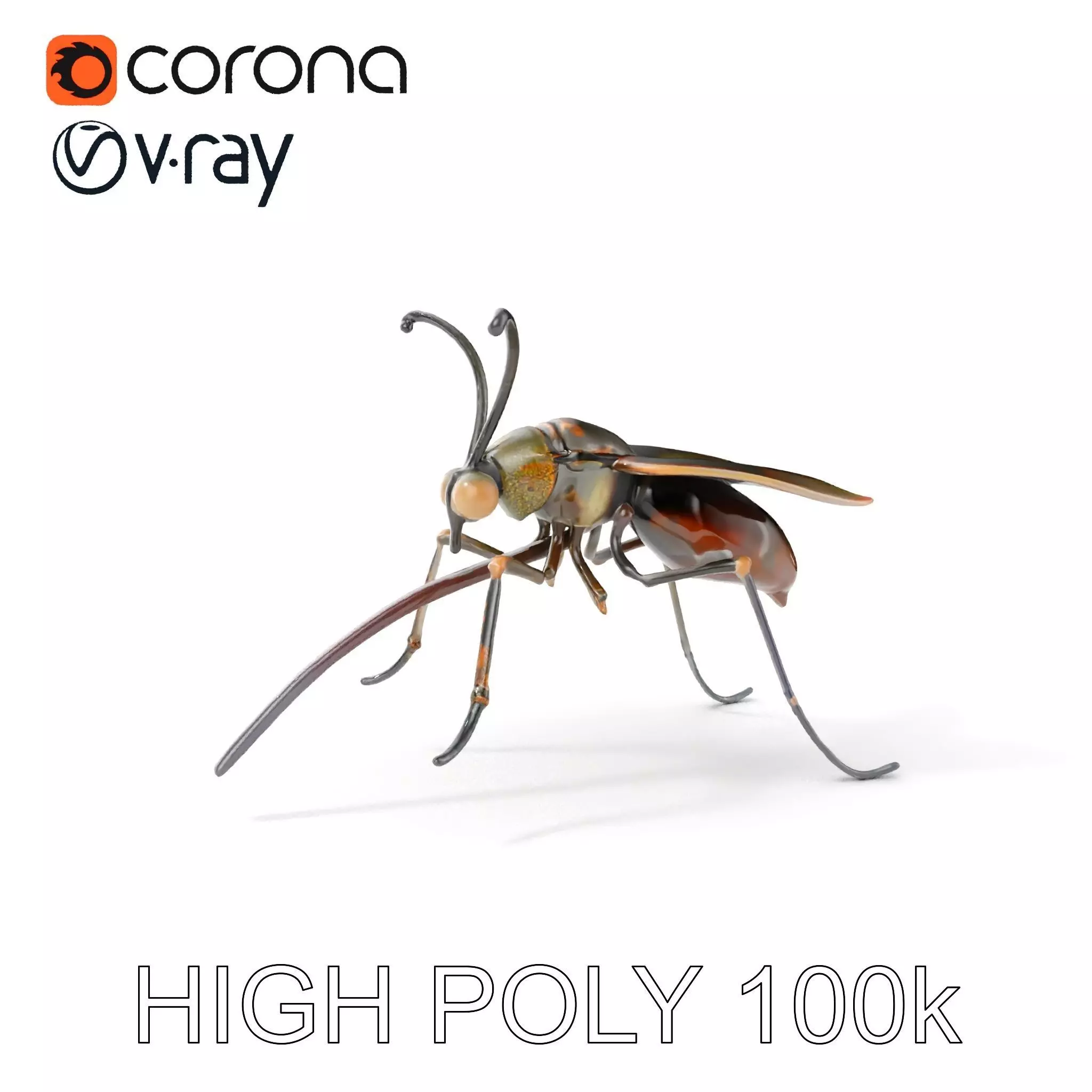 Mechanical Insect Model Pack with Textured Metallic Surface Low-poly 3D model_0