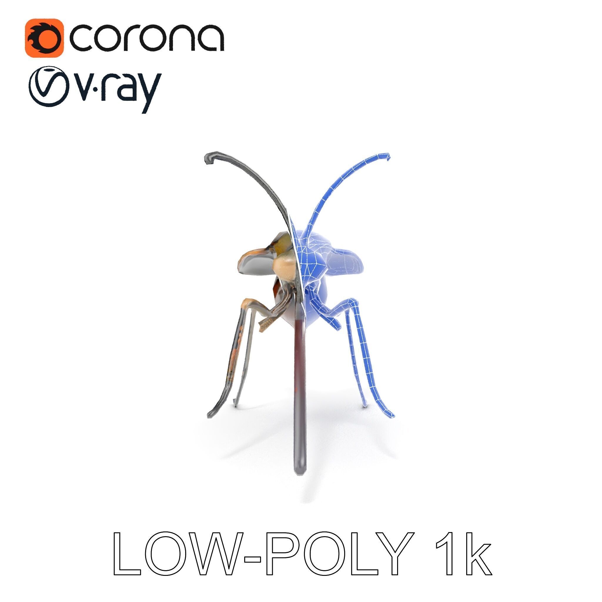 Mechanical Insect Model Pack with Textured Metallic Surface Low-poly 3D model_20