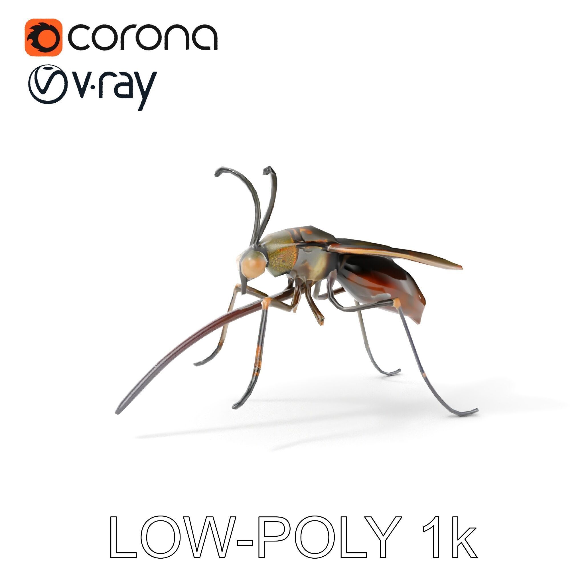 Mechanical Insect Model Pack with Textured Metallic Surface Low-poly 3D model_9