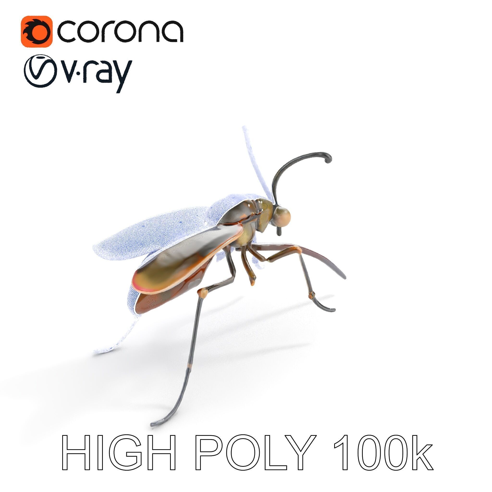 Mechanical Insect Model Pack with Textured Metallic Surface Low-poly 3D model_35