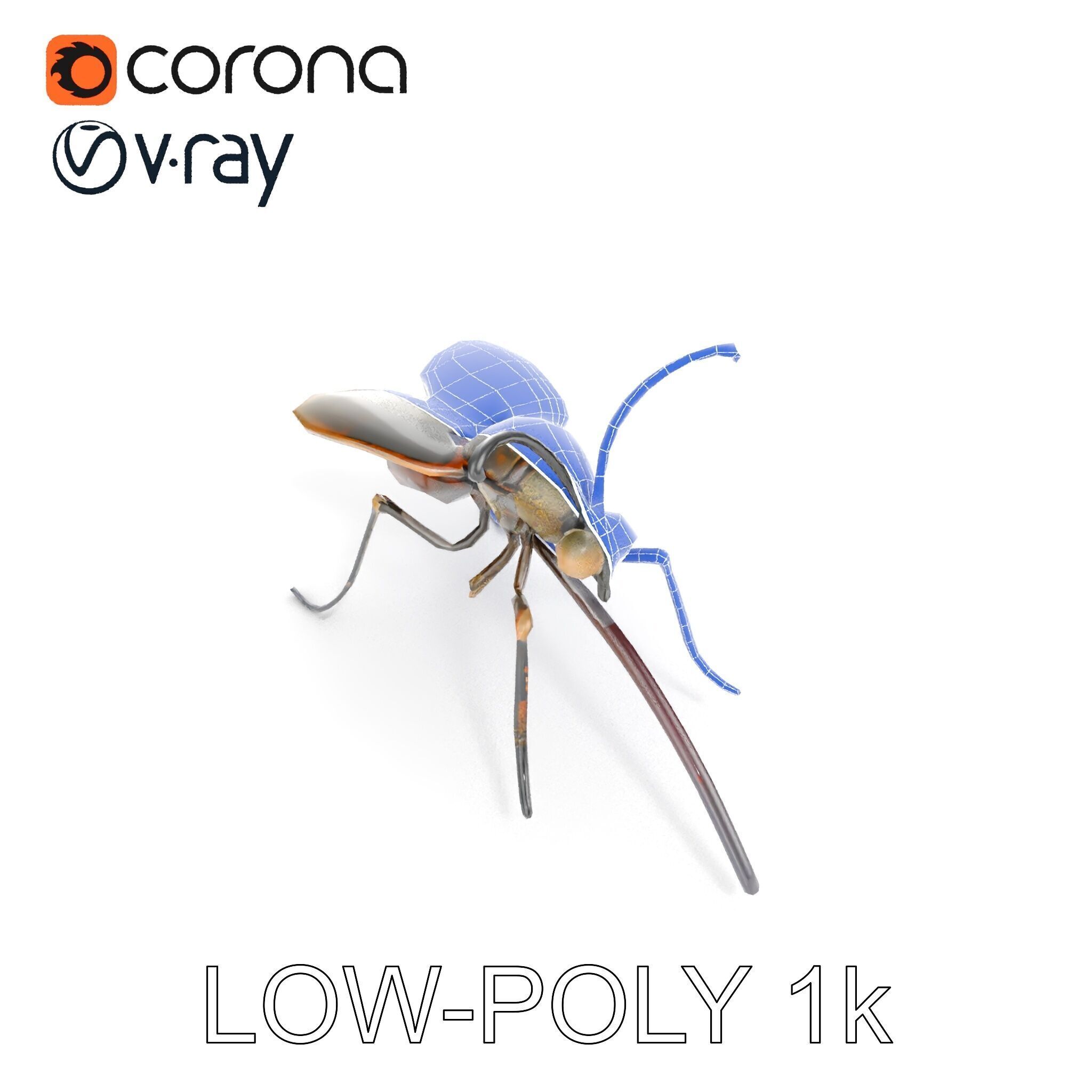 Mechanical Insect Model Pack with Textured Metallic Surface Low-poly 3D model_12