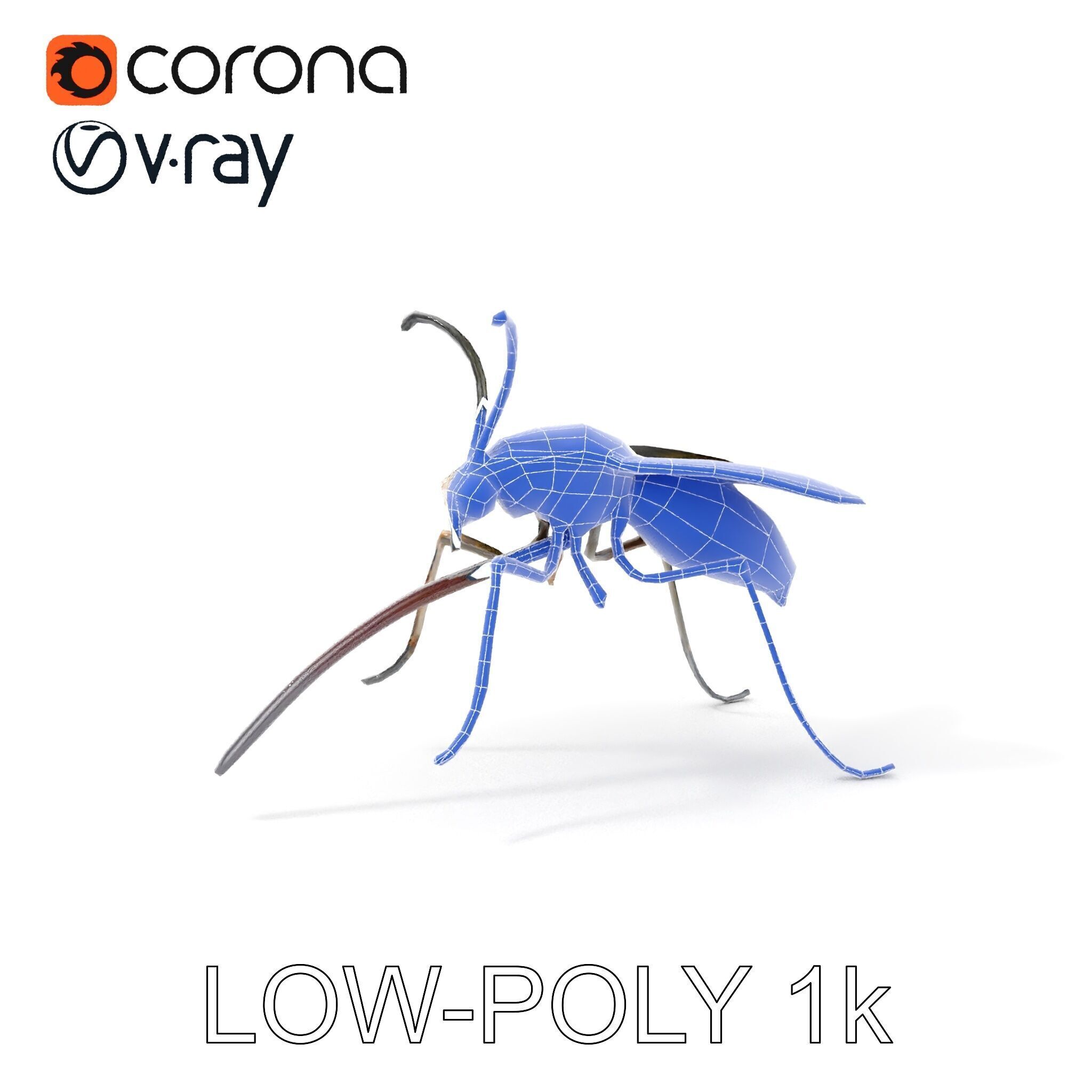 Mechanical Insect Model Pack with Textured Metallic Surface Low-poly 3D model_28
