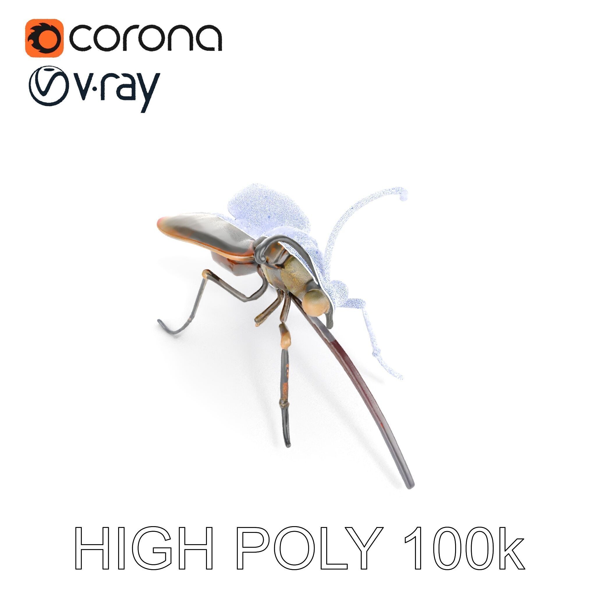 Mechanical Insect Model Pack with Textured Metallic Surface Low-poly 3D model_24