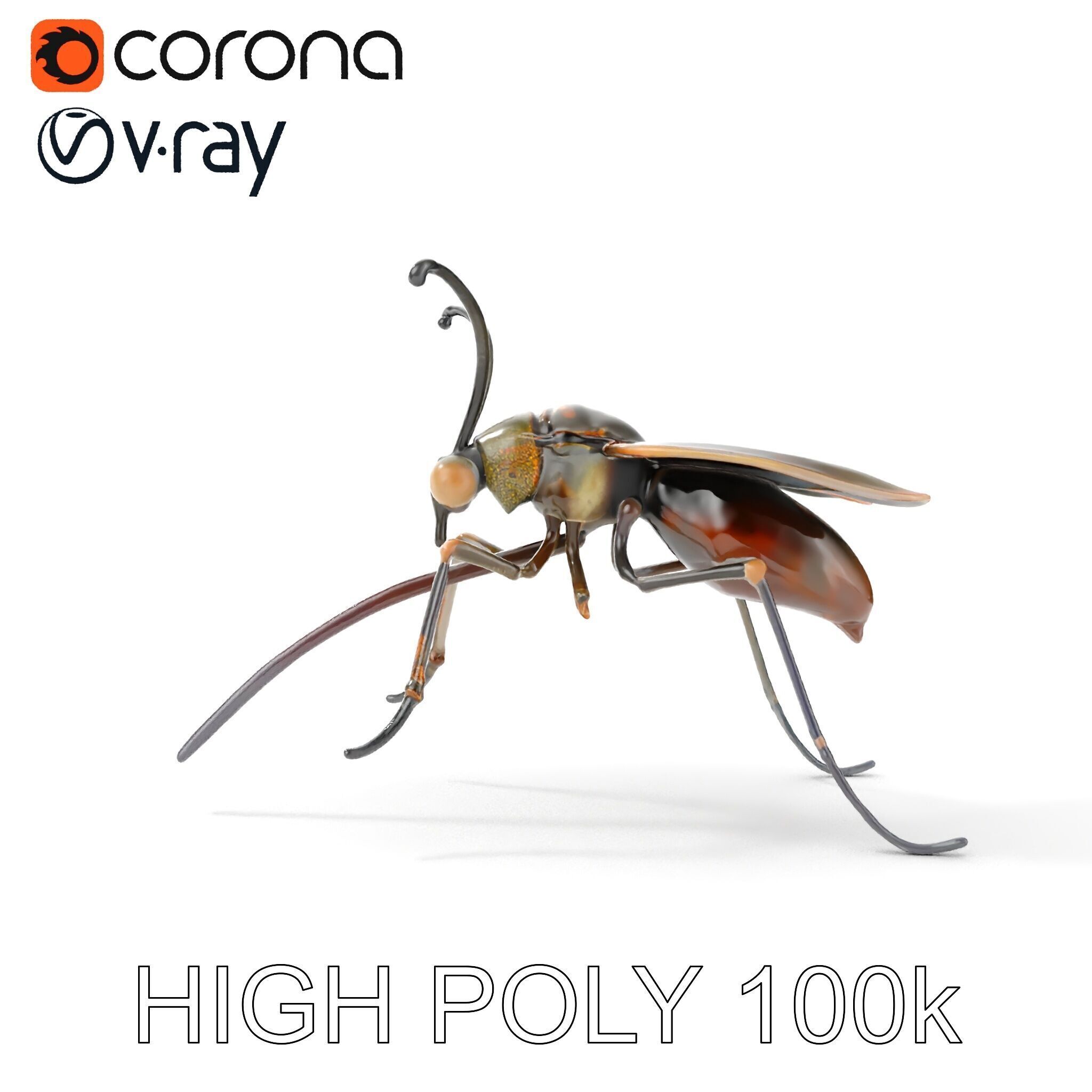 Mechanical Insect Model Pack with Textured Metallic Surface Low-poly 3D model_13