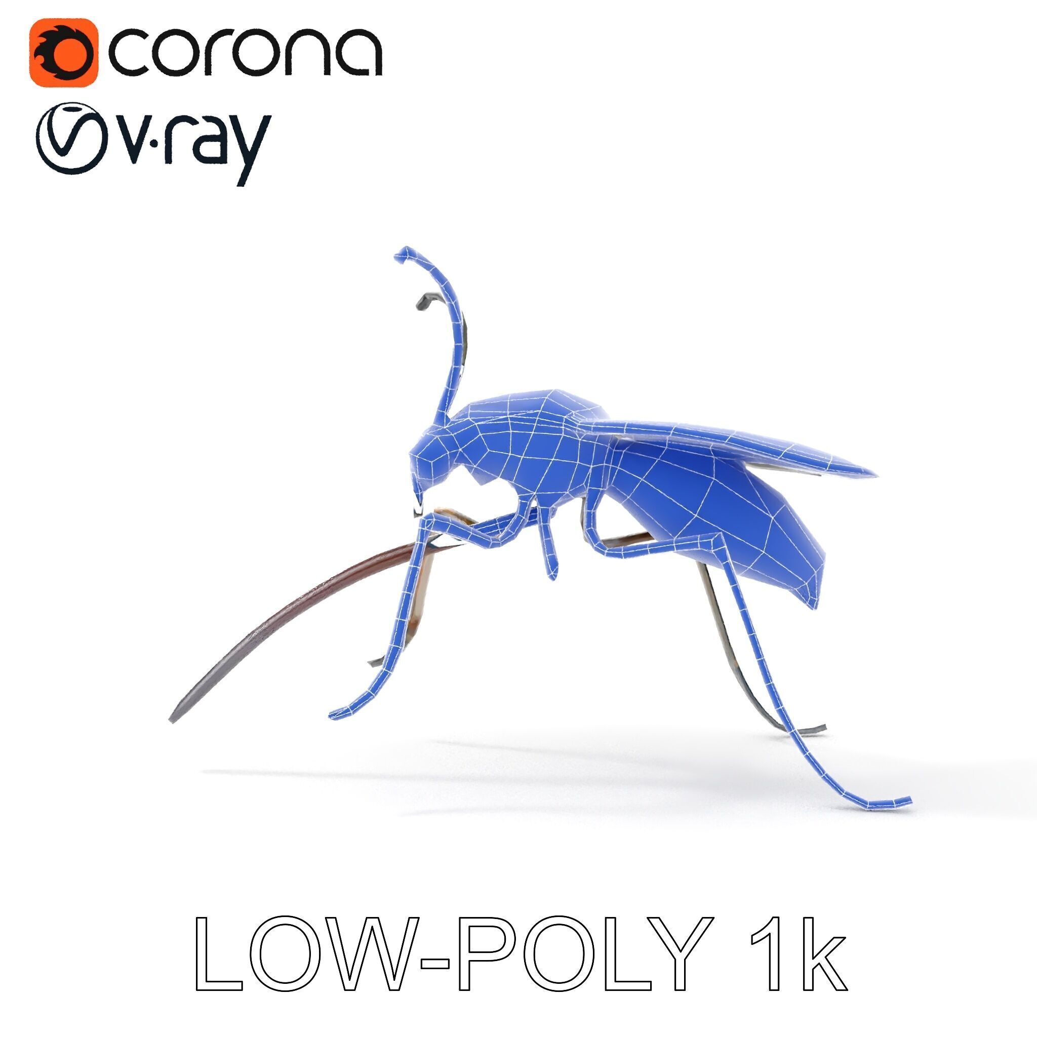 Mechanical Insect Model Pack with Textured Metallic Surface Low-poly 3D model_26
