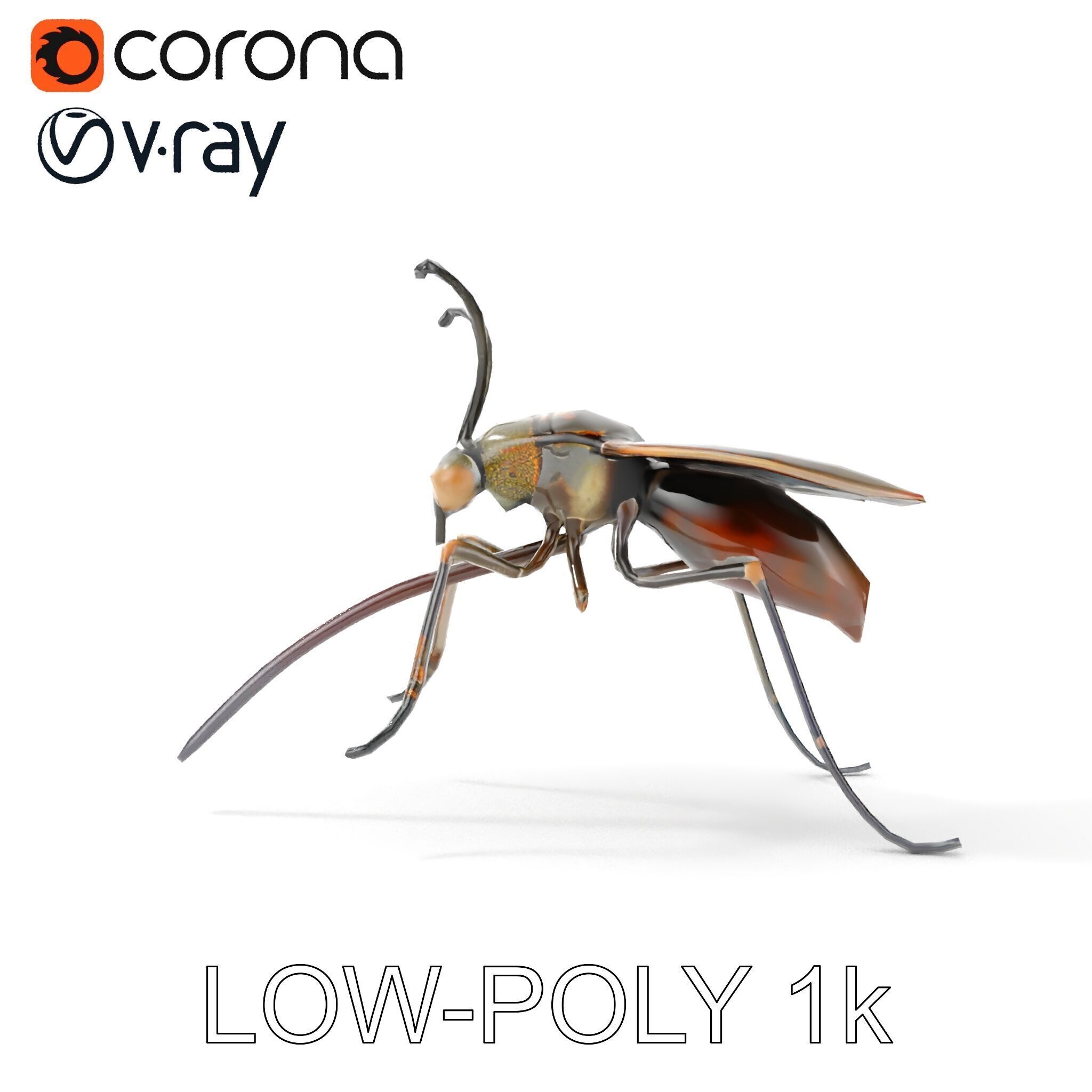 Mechanical Insect Model Pack with Textured Metallic Surface Low-poly 3D model_18