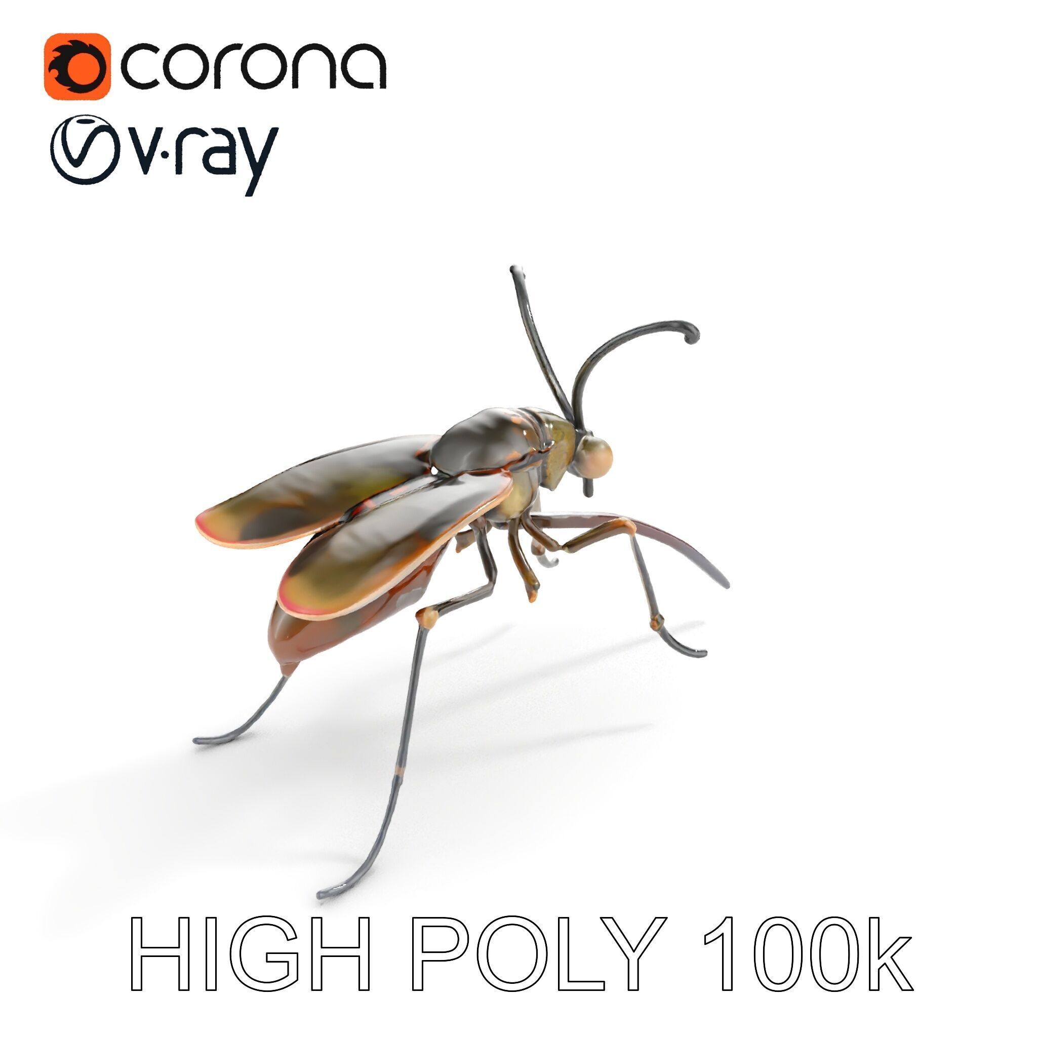 Mechanical Insect Model Pack with Textured Metallic Surface Low-poly 3D model_10
