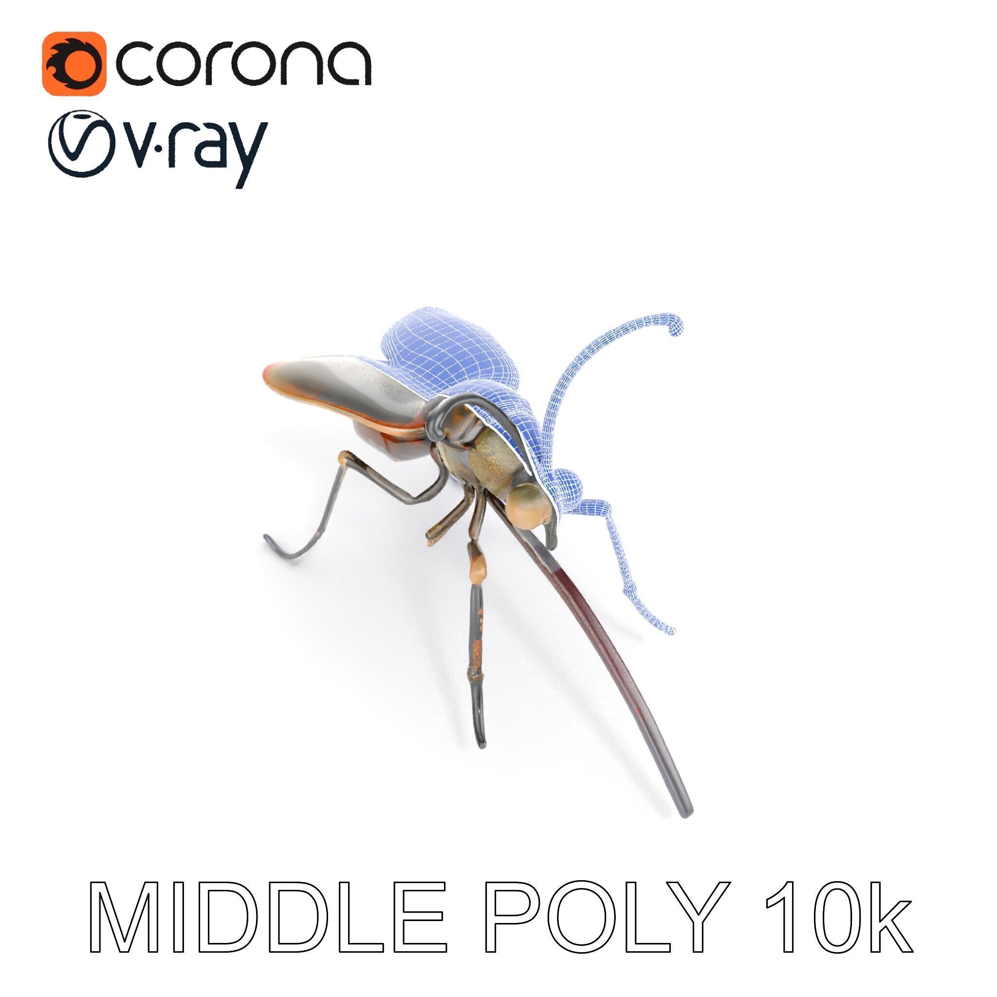 Mechanical Insect Model Pack with Textured Metallic Surface Low-poly 3D model_17