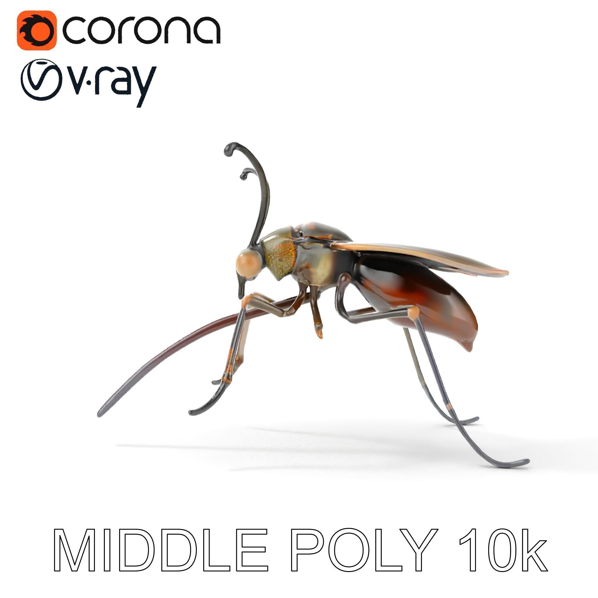 Mechanical Insect Model Pack with Textured Metallic Surface Low-poly 3D model_19