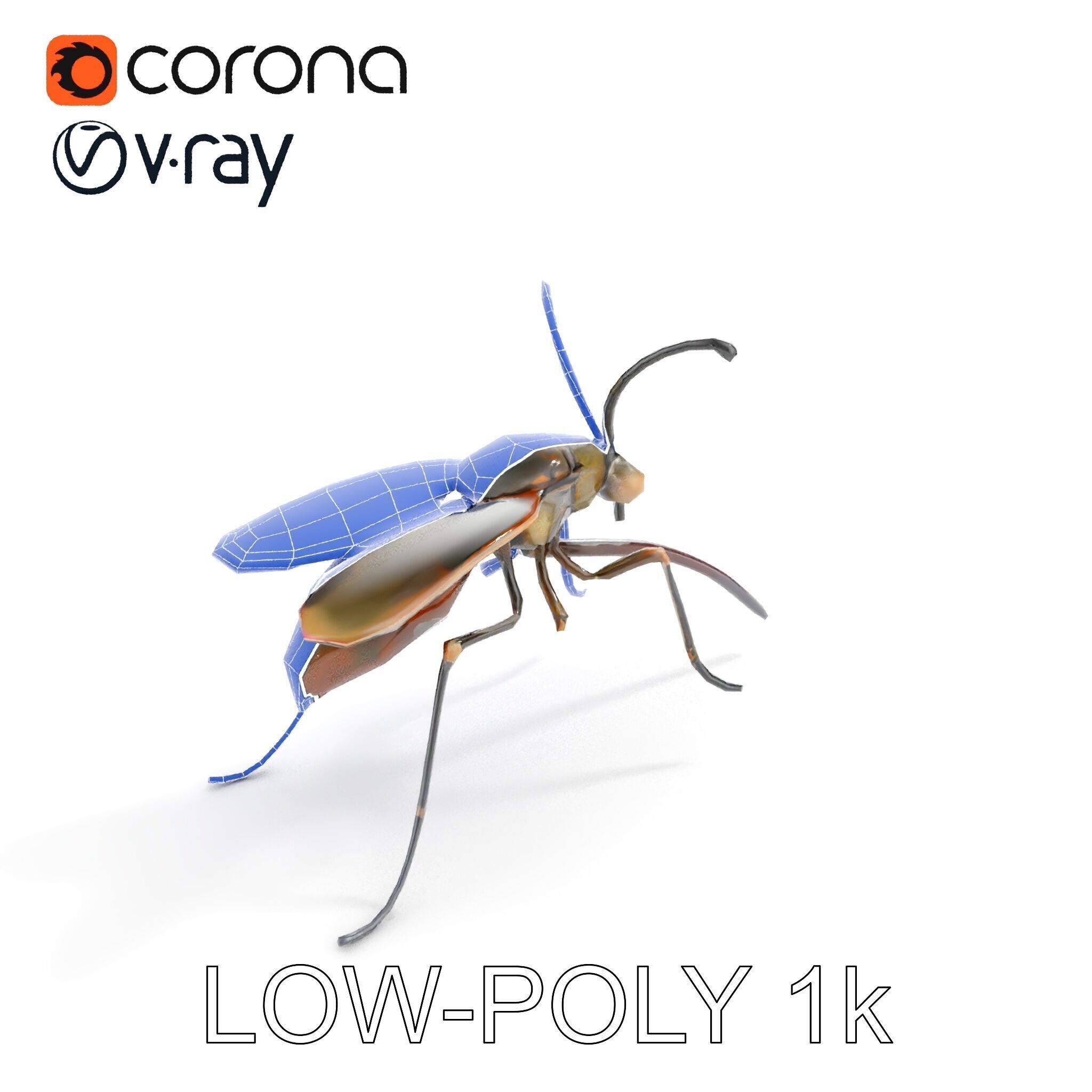 Mechanical Insect Model Pack with Textured Metallic Surface Low-poly 3D model_15
